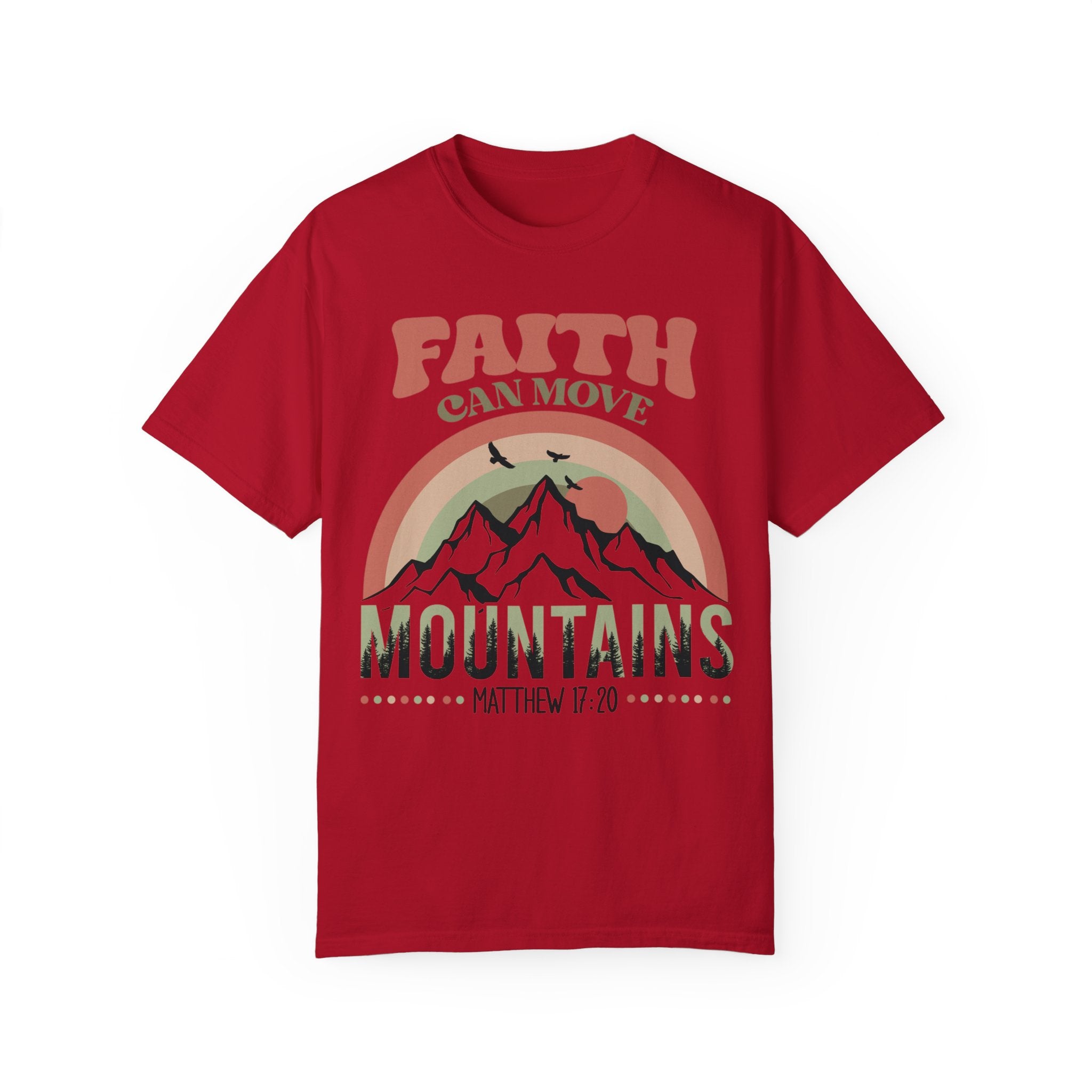 T-shirt confortable à manches courtes et épais pour adulte Faith Can Move Mountains