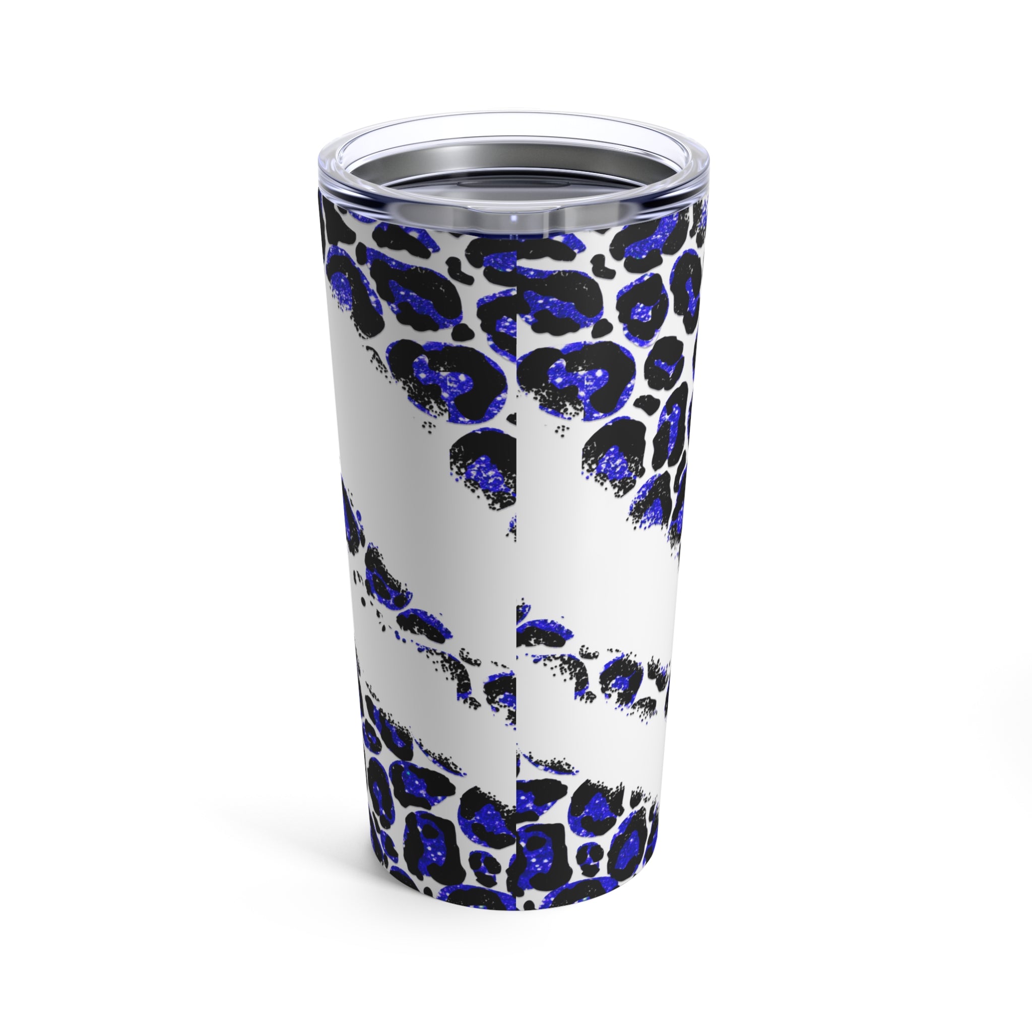 Pray Animal Print Blue Glitter Hot-Cold Tumbler 20 oz with Sip Lid Size: 20oz Jesus Passion Apparel