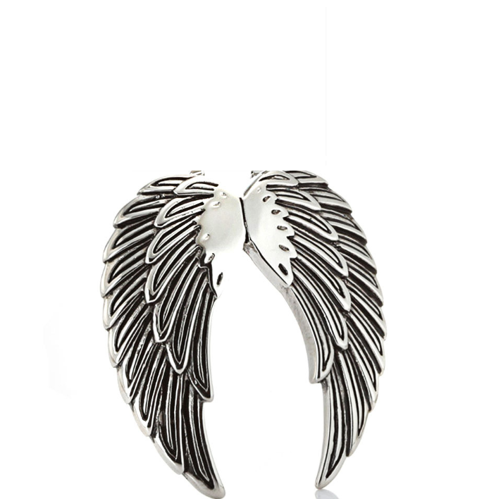 Angel Wing Feather Pendant Necklace Color: Silver Jesus Passion Apparel