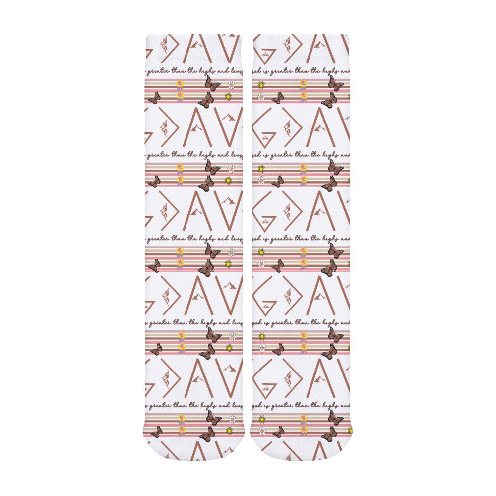 God is Better than the Highs and Lows Breathable Stockings (Pack of 1) Size: ONE SIZE Color: White/Brown Jesus Passion Apparel