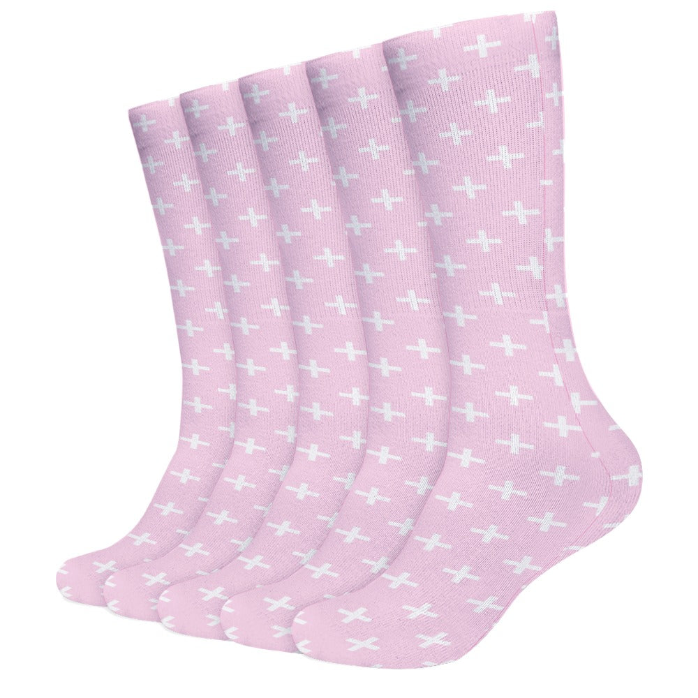 Holy Cross Inspirational Pink Breathable Stockings (Pack of 5 - Same Pattern) Size: ONE SIZE Color: Pink Jesus Passion Apparel