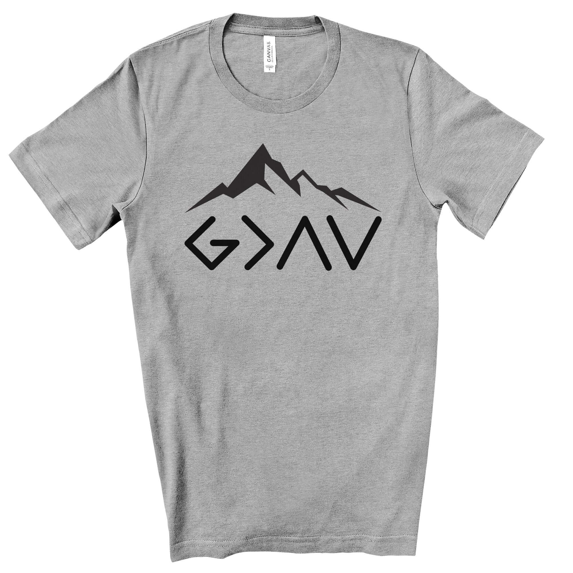 God is Greater Than the Highs and Lows Men's Jersey Short Sleeve Tee Size: XS Color: Athletic Heather Jesus Passion Apparel