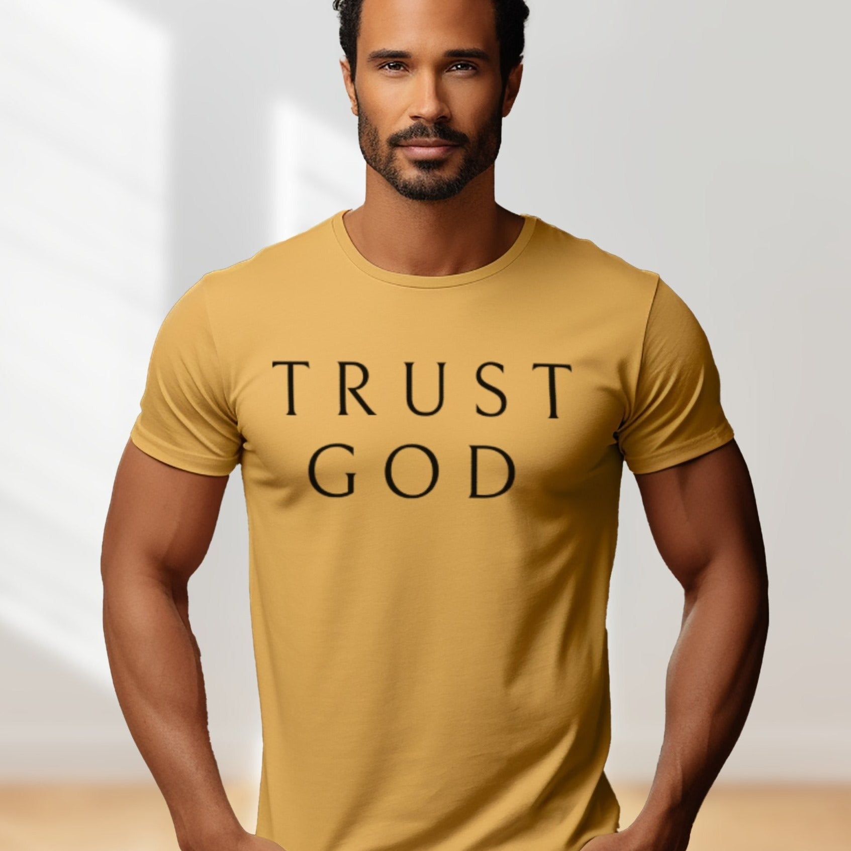 Trust God Men's Jersey Short Sleeve Tee Size: XS Color: Athletic Heather Jesus Passion Apparel