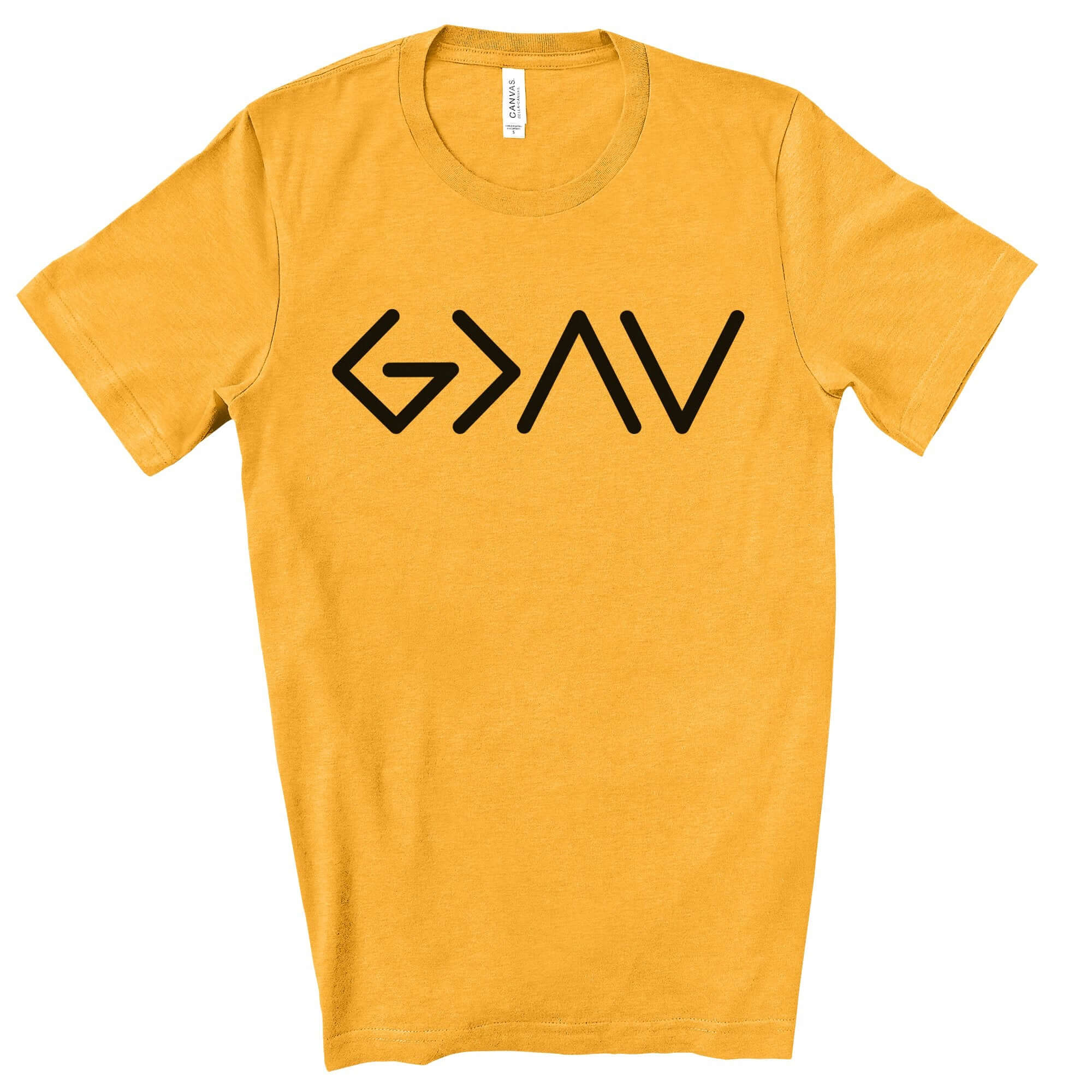 Greater Than the Highs and Lows Men's Jersey Short Sleeve Tee Size: XS Color: Gold Jesus Passion Apparel