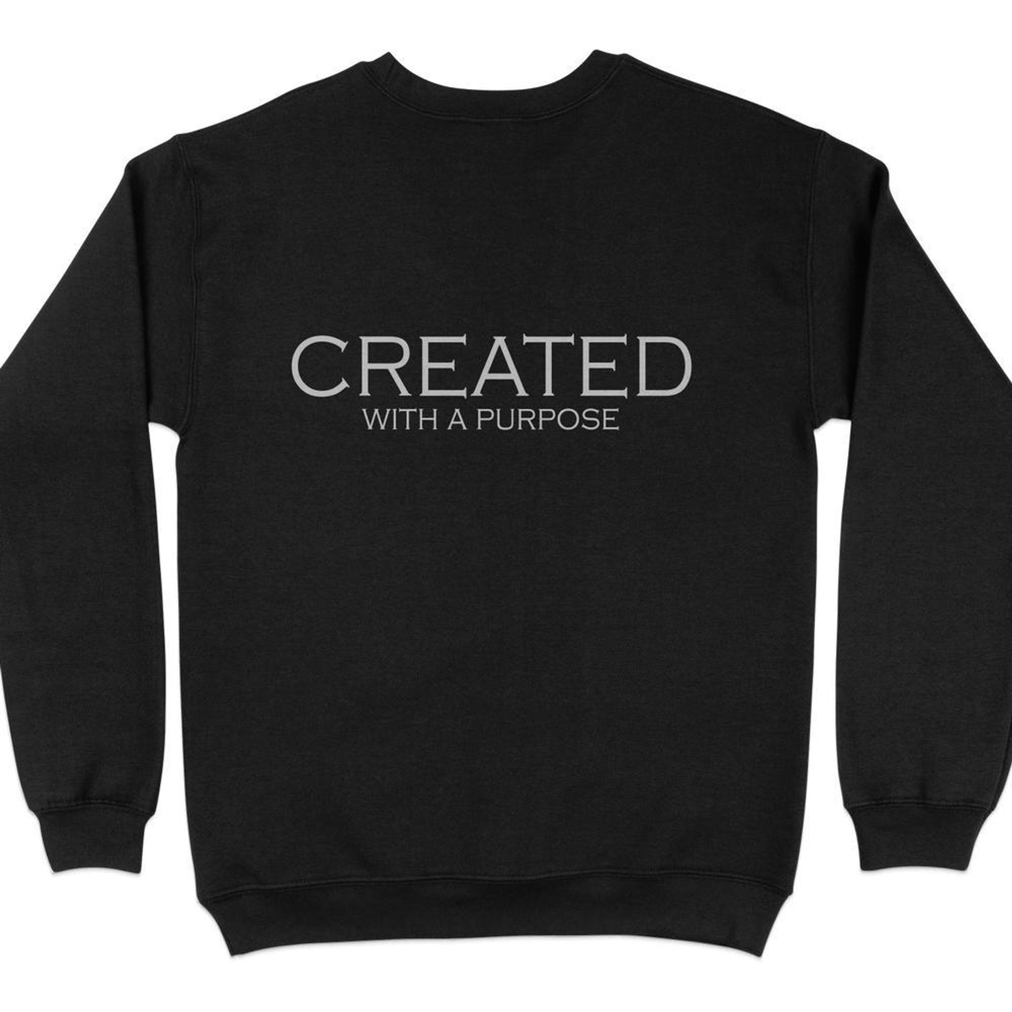 Created with a Purpose Men's Unisex-Fit Fleece Sweatshirt - Black Size: S Color: Black Jesus Passion Apparel