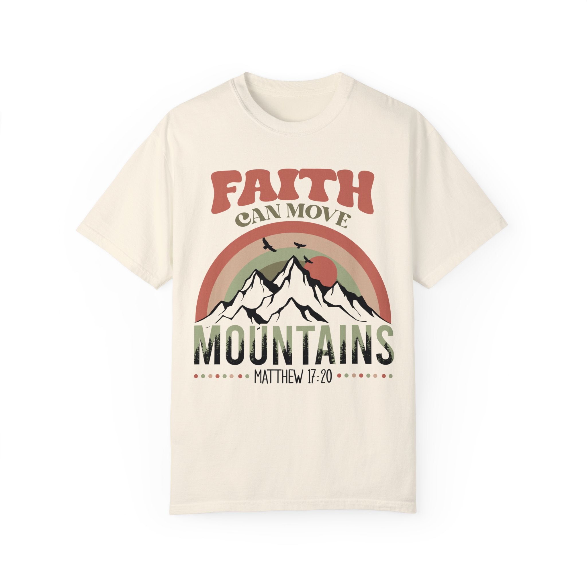 Faith Can Move Mountains Comfy Heavyweight Short Sleeve Adult Tee