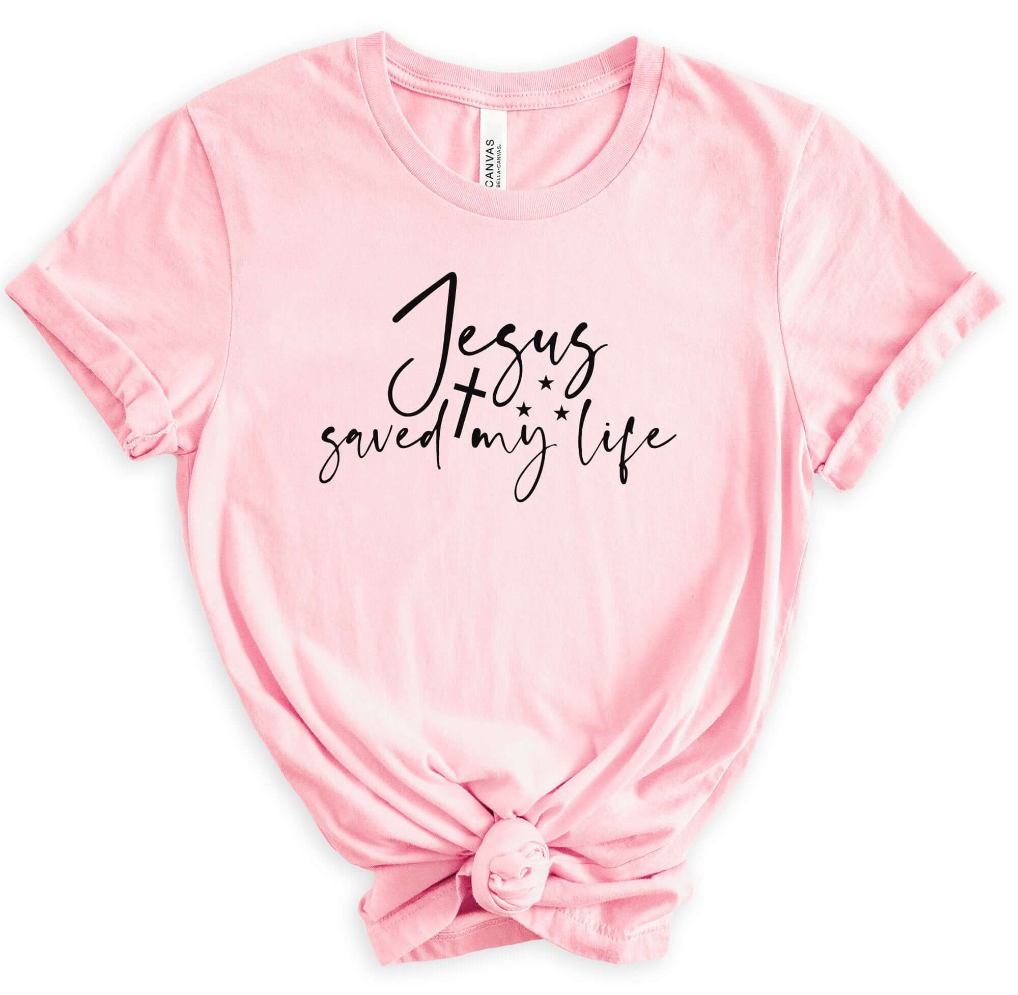 Jesus Saved My Life Women's Short Sleeve Tee Size: XS Color: Athletic Heather Jesus Passion Apparel