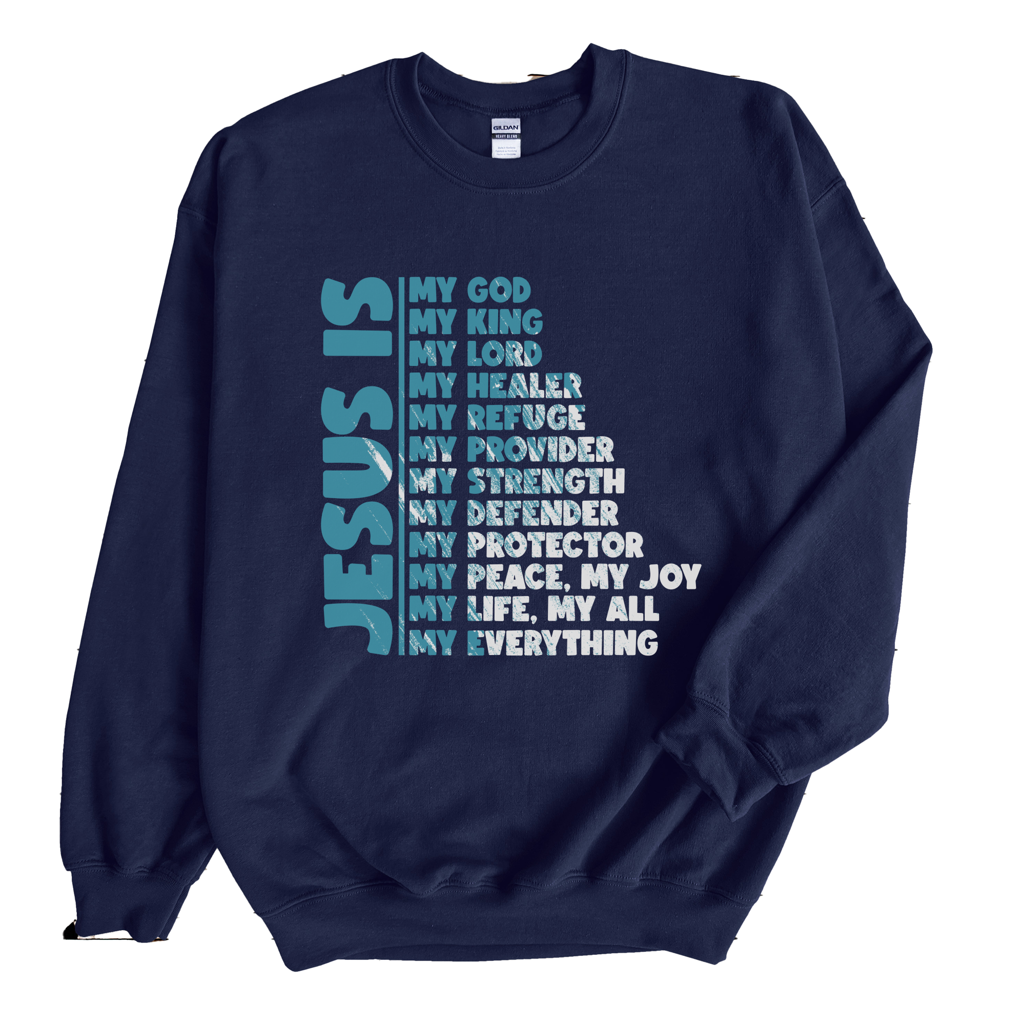 Jesus Is My Men's Fleece Unisex-Fit Sweatshirt - Navy Size: S Color: Navy Jesus Passion Apparel