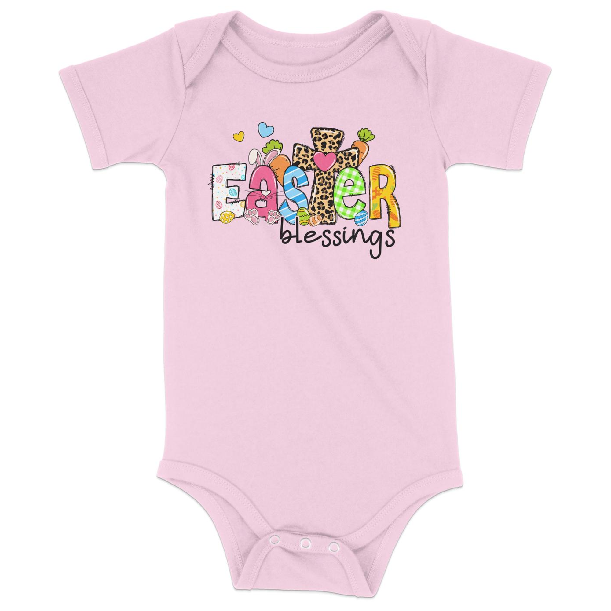 Easter Blessings Infant Fine Jersey Bodysuit Size: 6mo Color: Pink Jesus Passion Apparel