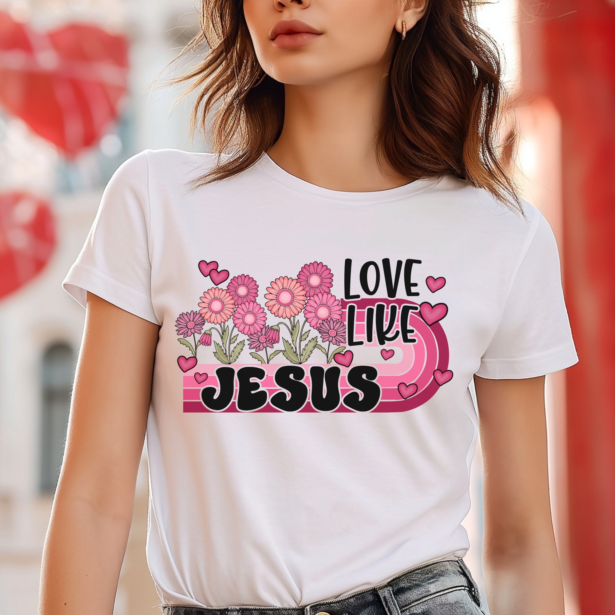 Love Like Jesus Retro Unisex Jersey Short Sleeve Tee - White Size: XS Color: White Jesus Passion Apparel