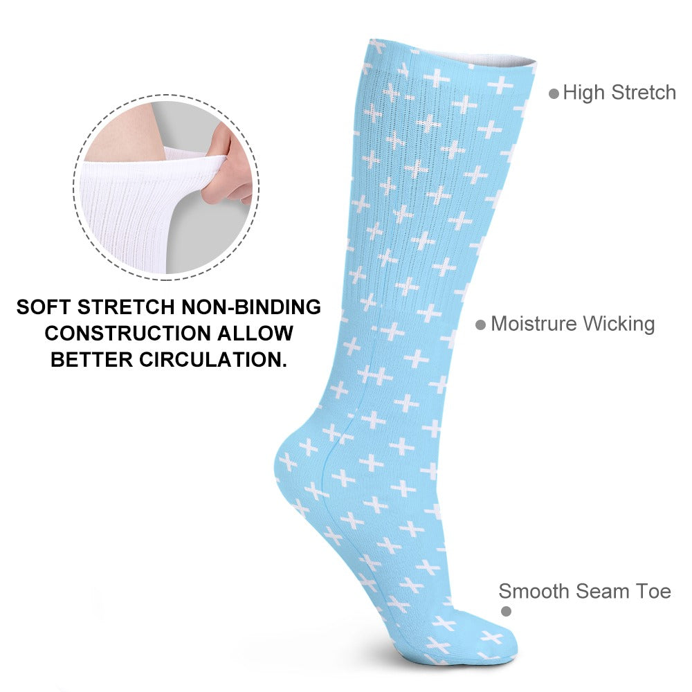 Holy Cross Inspirational Blue Breathable Stockings (Pack of 5 - Same Pattern) Size: ONE SIZE Color: Blue Jesus Passion Apparel