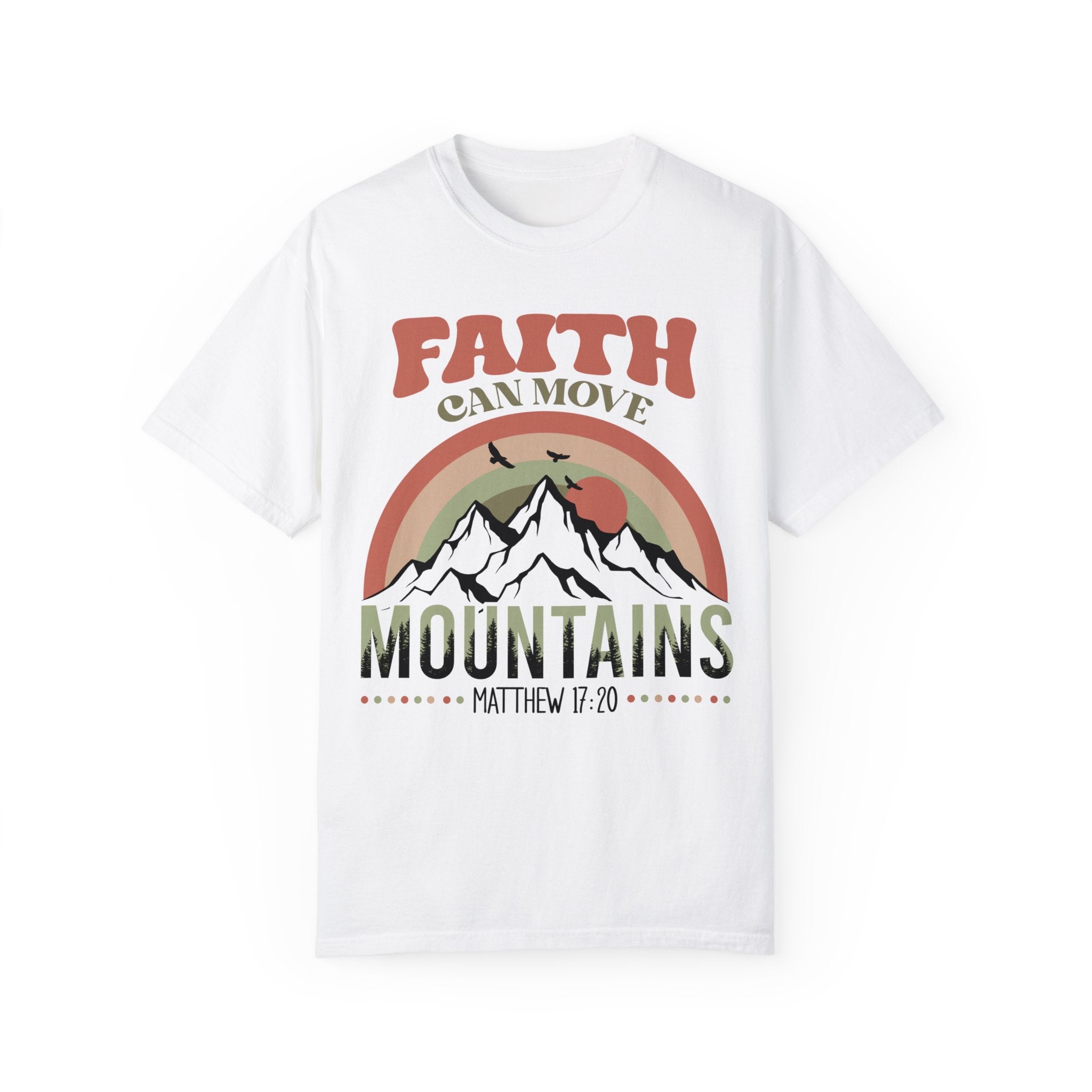 T-shirt confortable à manches courtes et épais pour adulte Faith Can Move Mountains