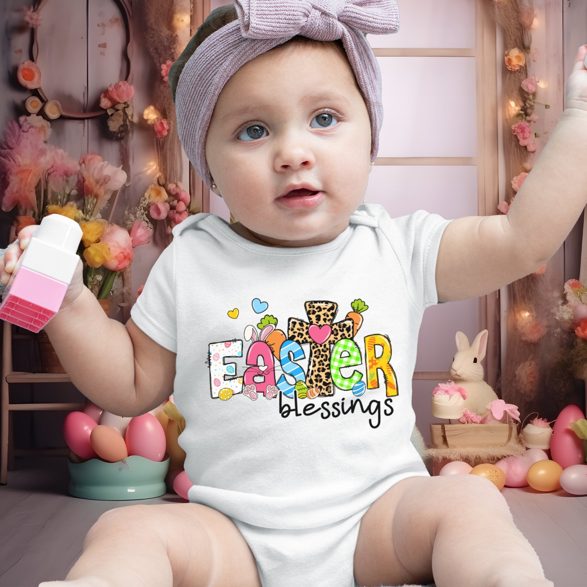 Easter Blessings Infant Fine Jersey Bodysuit Size: 6mo Color: White Jesus Passion Apparel