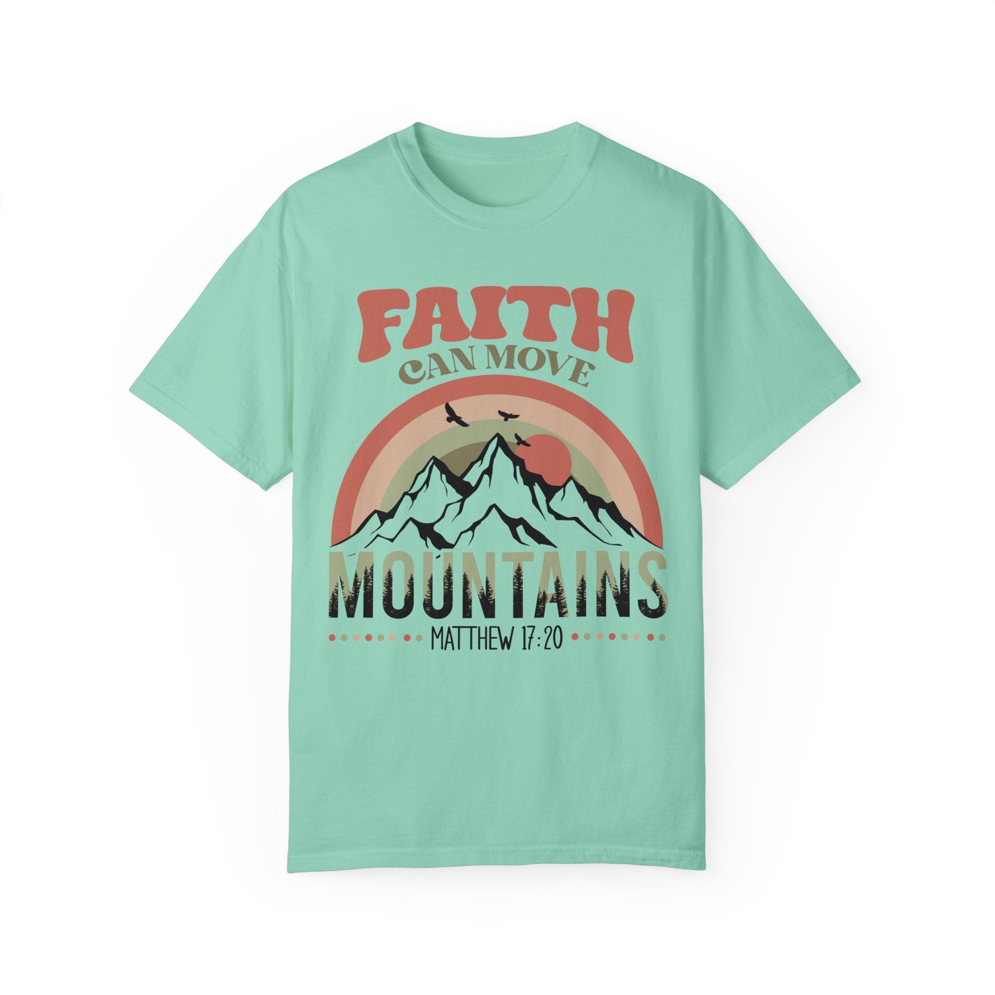 Faith Can Move Mountains Comfy Heavyweight Short Sleeve Adult Tee