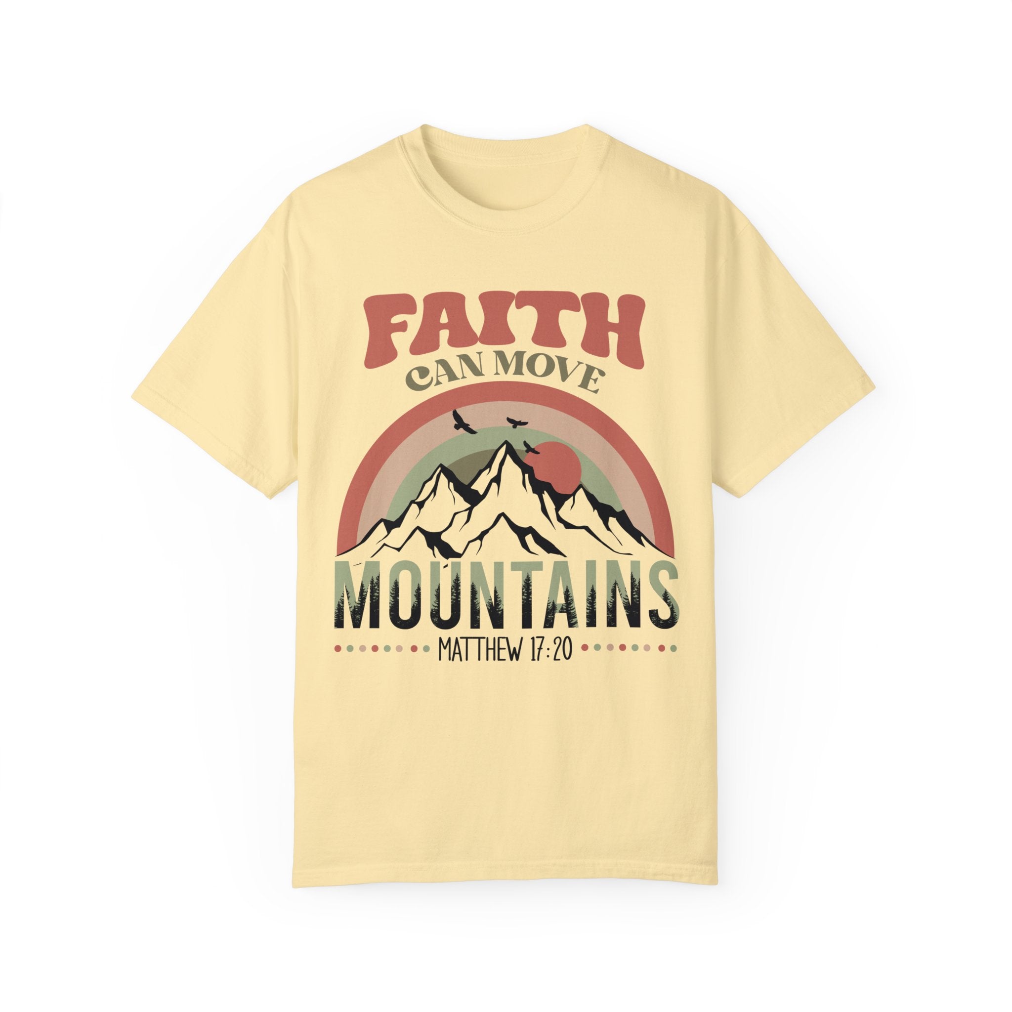 Faith Can Move Mountains Comfy Heavyweight Short Sleeve Adult Tee