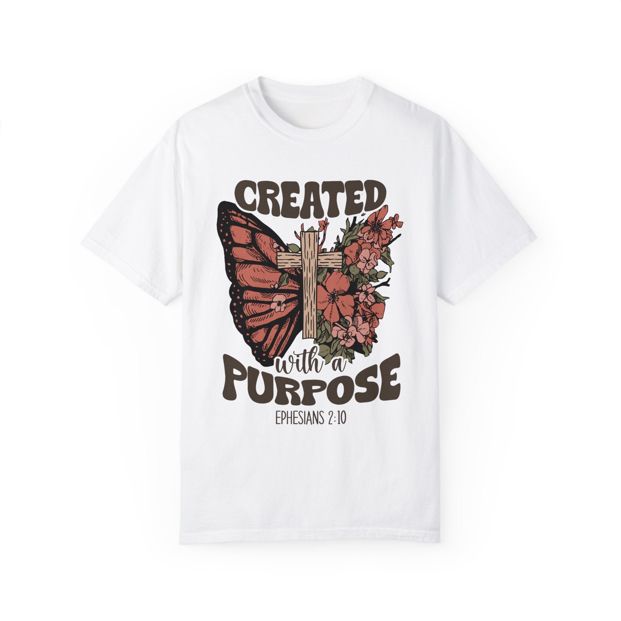 Camiseta de manga corta de peso pesado y cómoda con diseño de mariposas cruzadas creada con un propósito