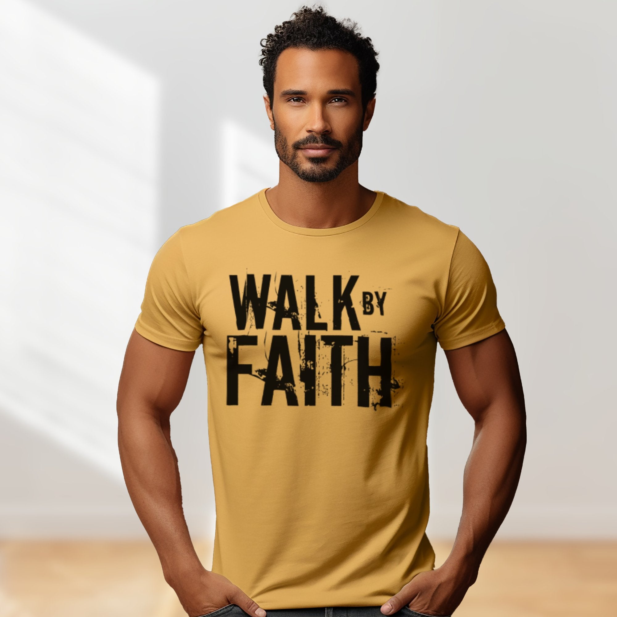 Walk By Faith Men's Jersey Short Sleeve Tee Size: XS Color: Athletic Heather Jesus Passion Apparel