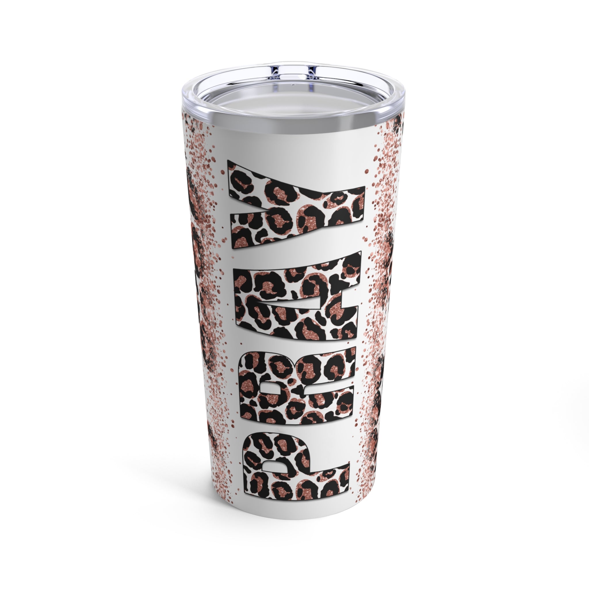 Pray Animal Print Pink Rose Glitter Hot-Cold Tumbler 20 oz with Sip Lid Size: 20oz Jesus Passion Apparel