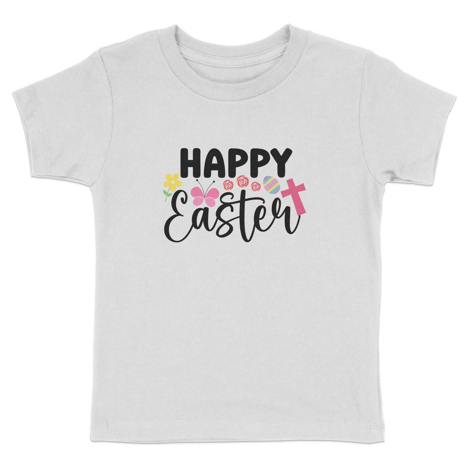 Happy Easter Toddler Short Sleeve Tee Size: 5/6T Color: Heather Jesus Passion Apparel