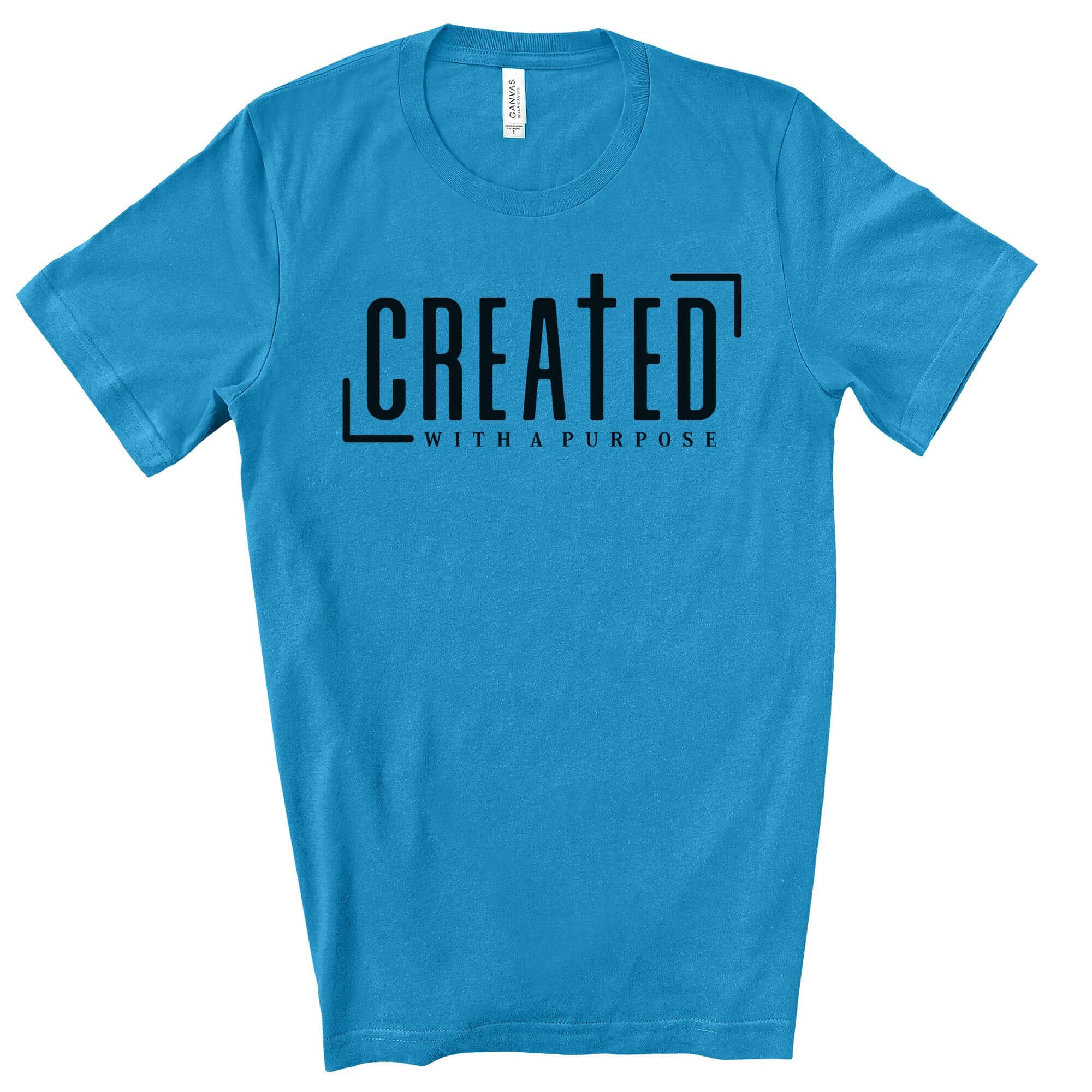 Created with a Purpose Men's Jersey Short Sleeve Tee Size: XS Color: Aqua Jesus Passion Apparel