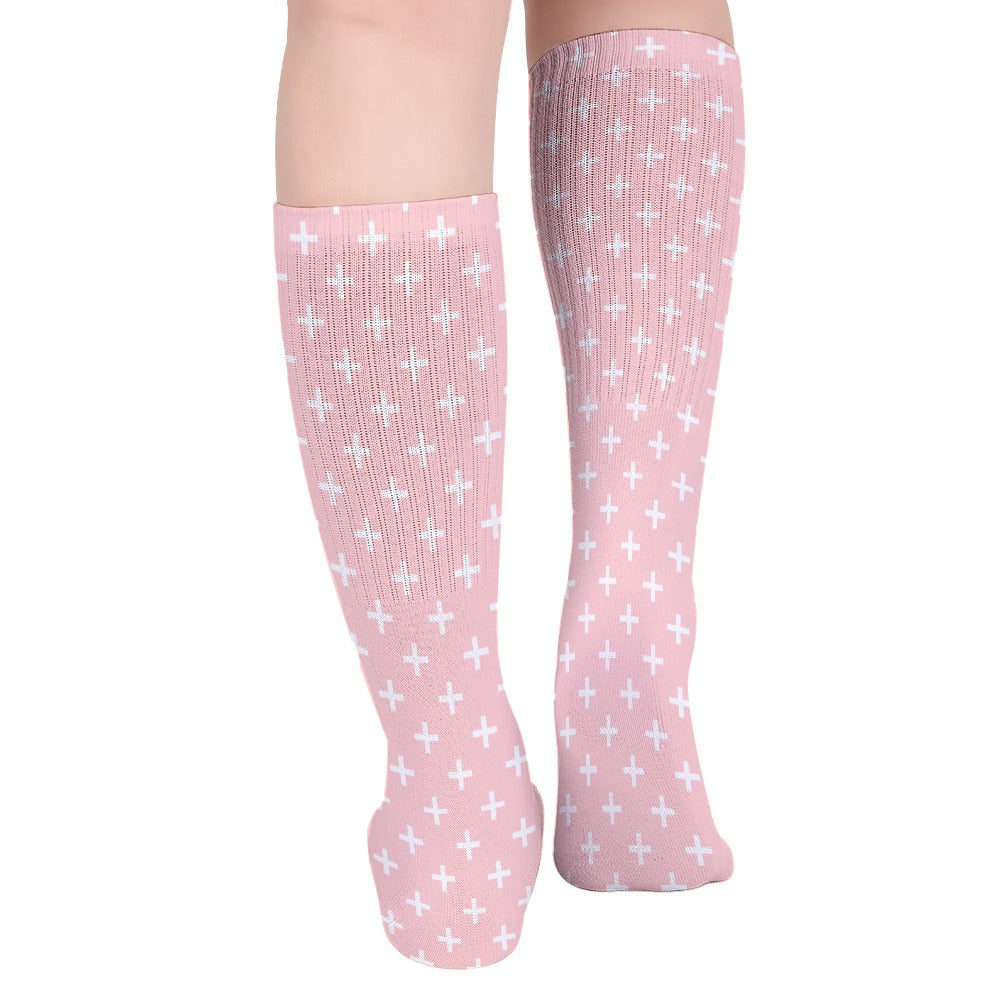 Holy Cross Inspirational Peach Breathable Stockings (Pack of 5 - Same Pattern) Size: ONE SIZE Color: Peach Jesus Passion Apparel