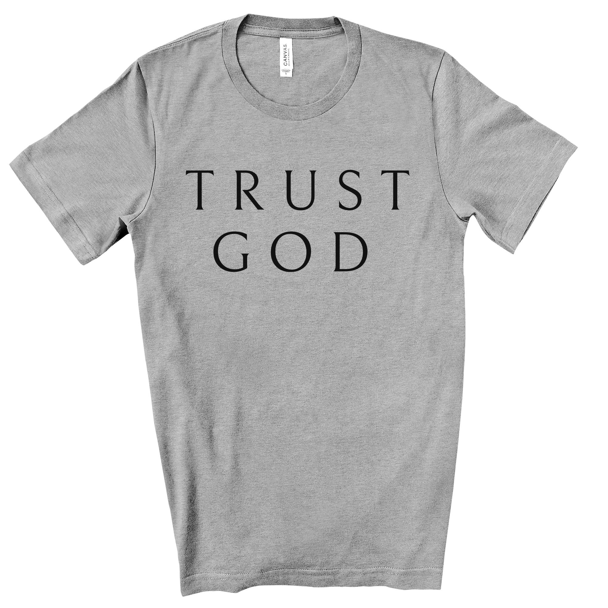 Trust God Men's Jersey Short Sleeve Tee Size: XS Color: Athletic Heather Jesus Passion Apparel