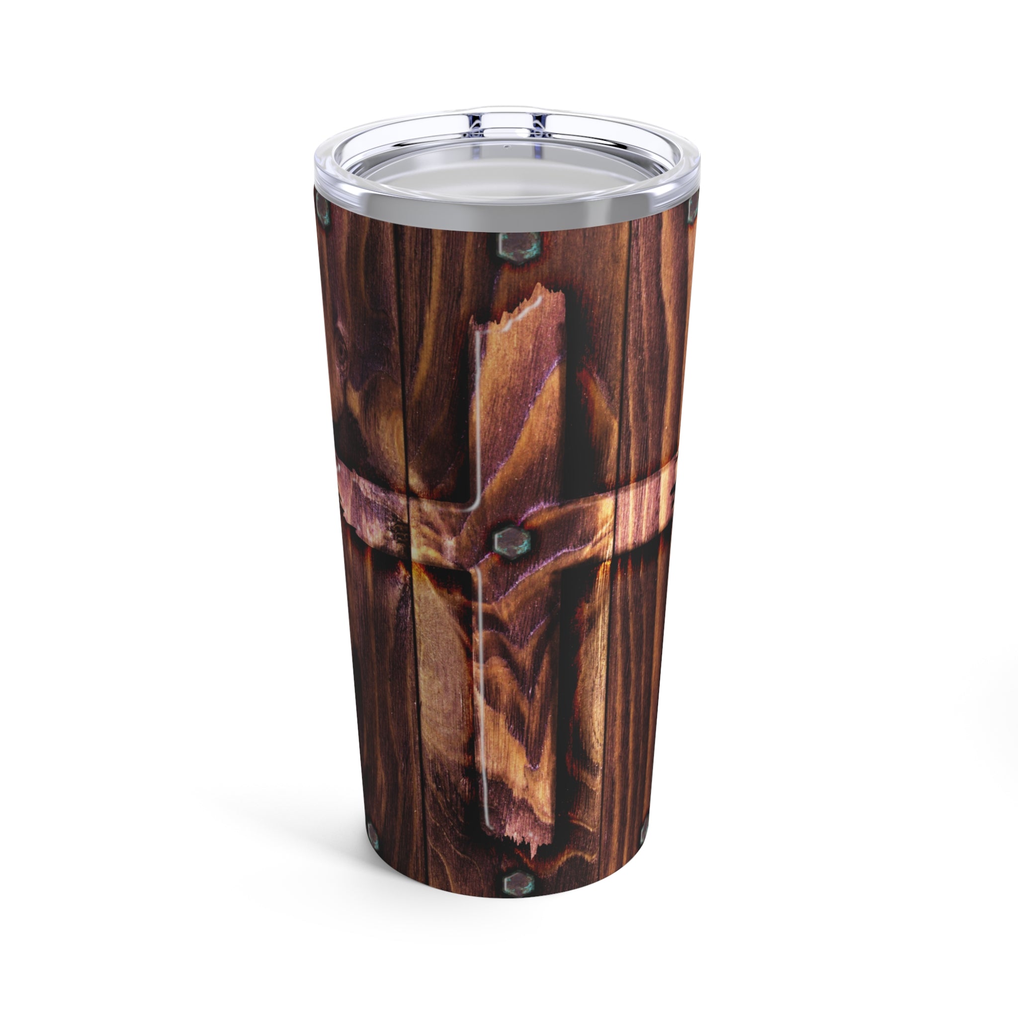 Old Wooden Cross Hot-Cold Tumbler 20 oz with Sip Lid Size: 20oz Jesus Passion Apparel