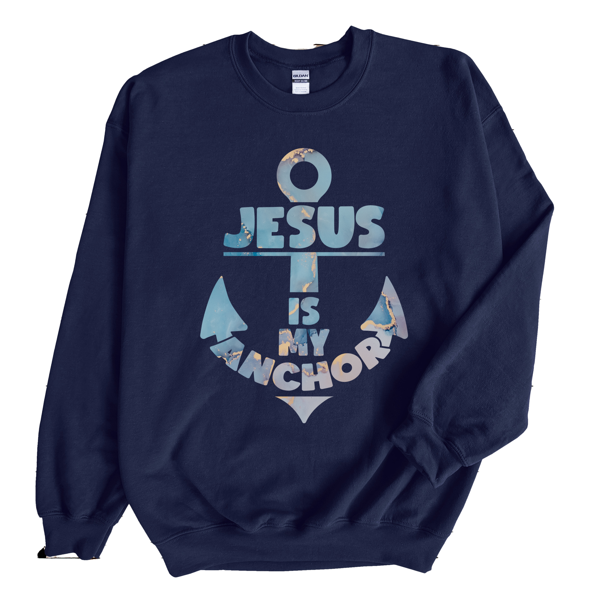 Jesus is My Anchor Men's Fleece Unisex-Fit Sweatshirt - Navy Size: S Color: Navy Jesus Passion Apparel