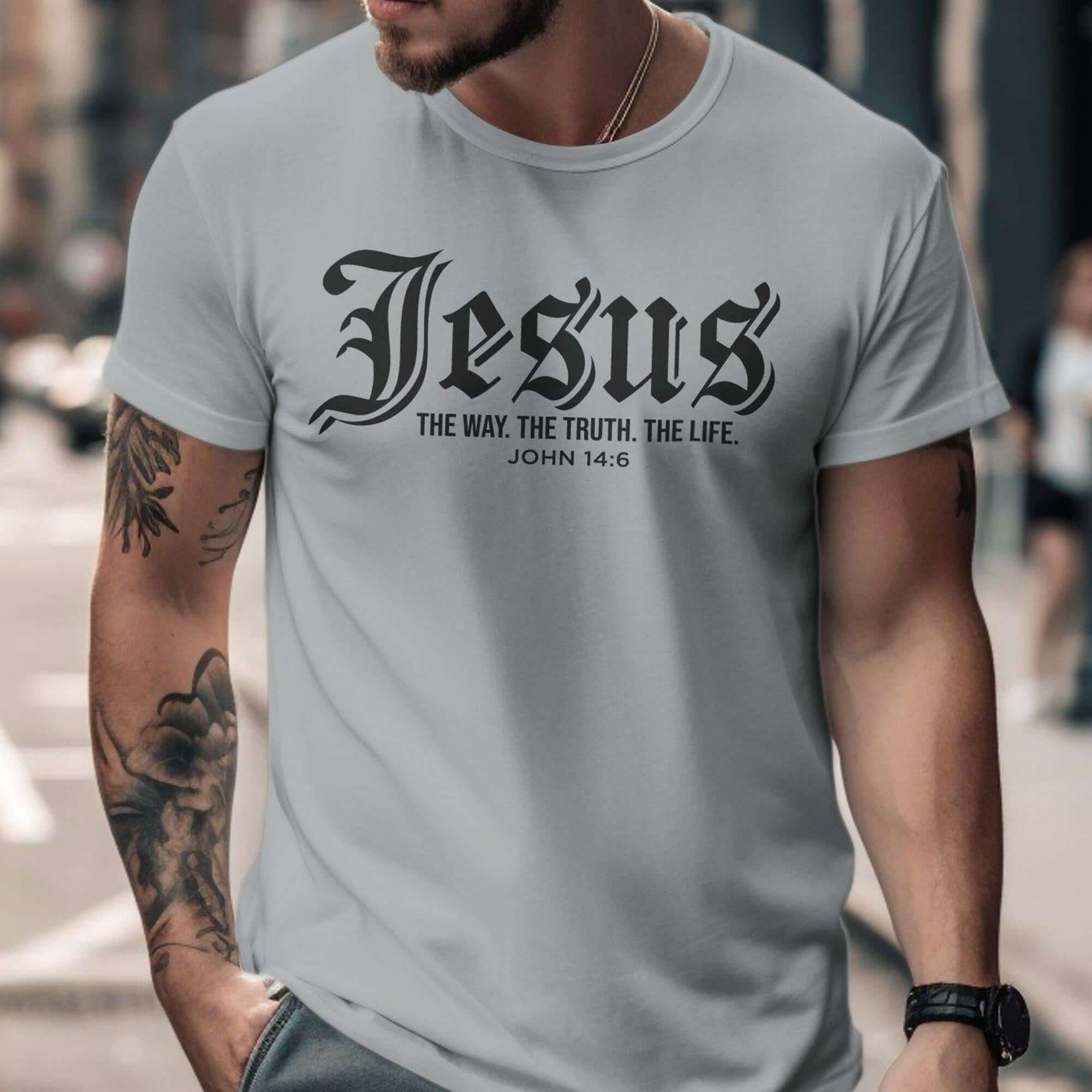 Jesus The Way The Truth The Life John 14 6 Men's Jersey Short Sleeve Tee Size: XS Color: Aqua Jesus Passion Apparel