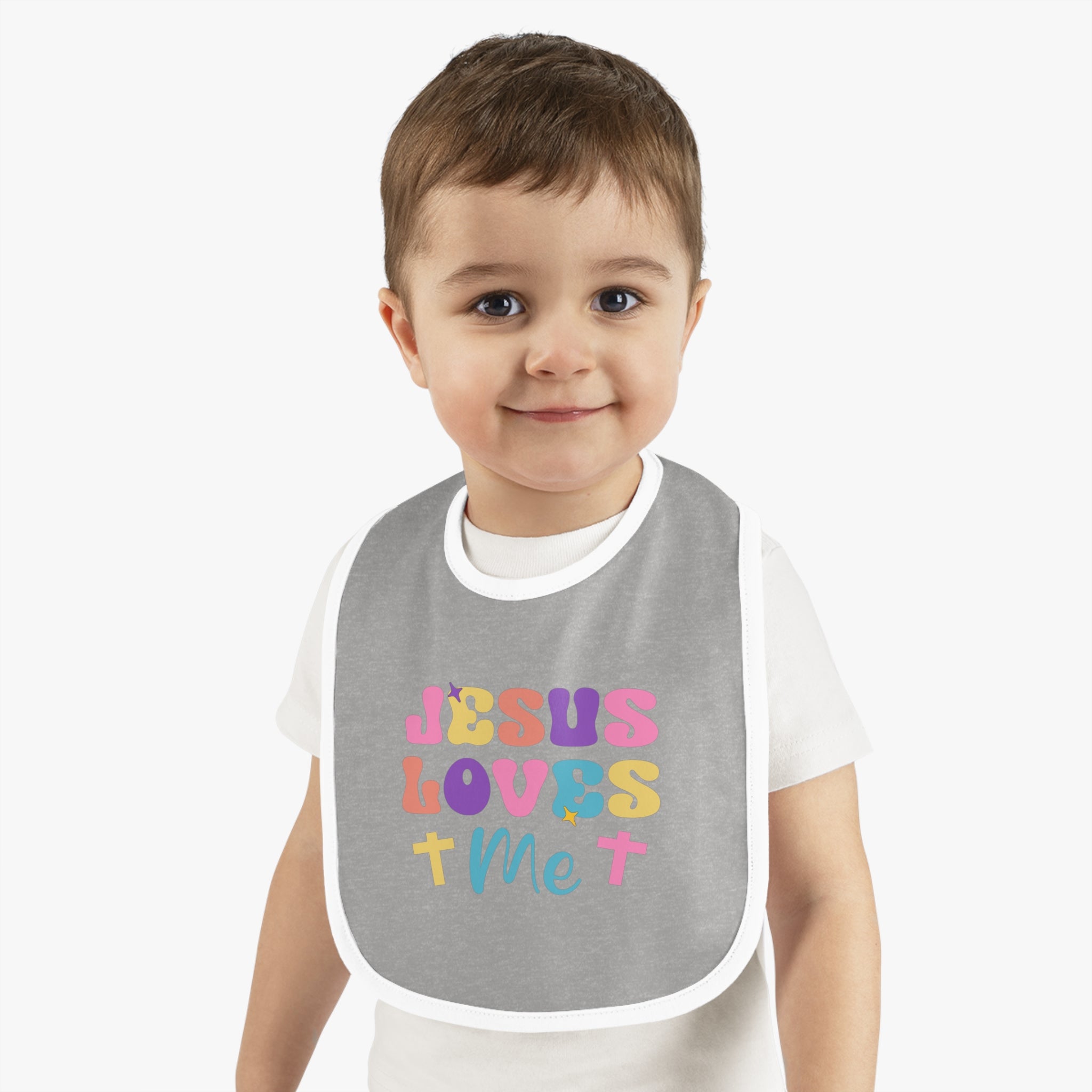 Jesus Loves Me Retro and Crosses Baby Jersey Bib Color: White/Black Size: One size Jesus Passion Apparel