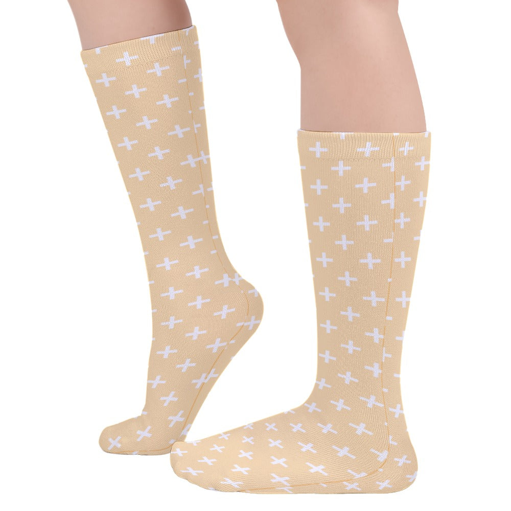 Holy Cross Inspirational Butterscotch Breathable Stockings (Pack of 1) Size: ONE SIZE Color: Butterscotch Jesus Passion Apparel