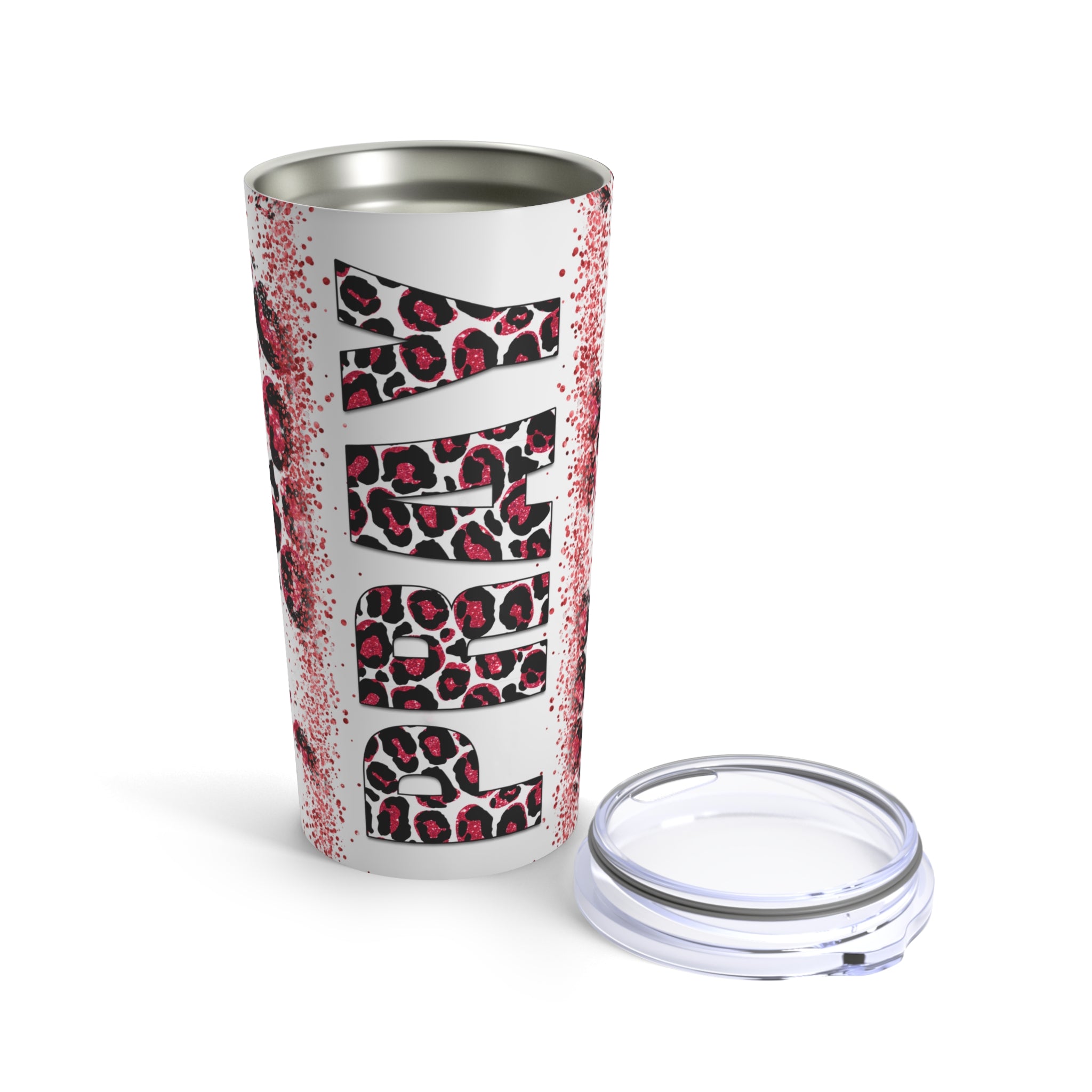 Pray Animal Print Red Glitter Hot-Cold Tumbler 20 oz with Sip Lid Size: 20oz Jesus Passion Apparel