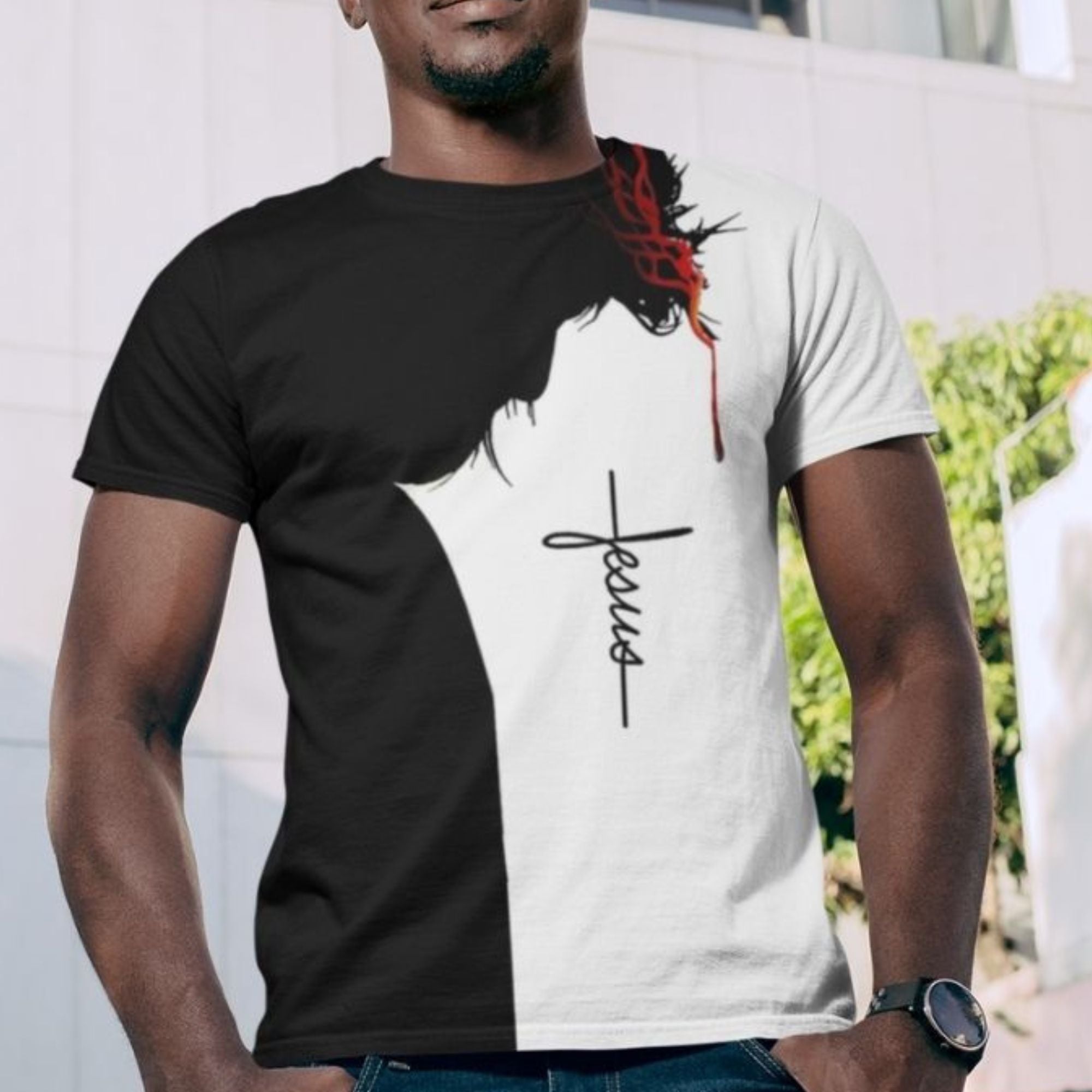 Jesus' Sacrifice Men's Handmade Crew Neck T-Shirt Size: XS Jesus Passion Apparel