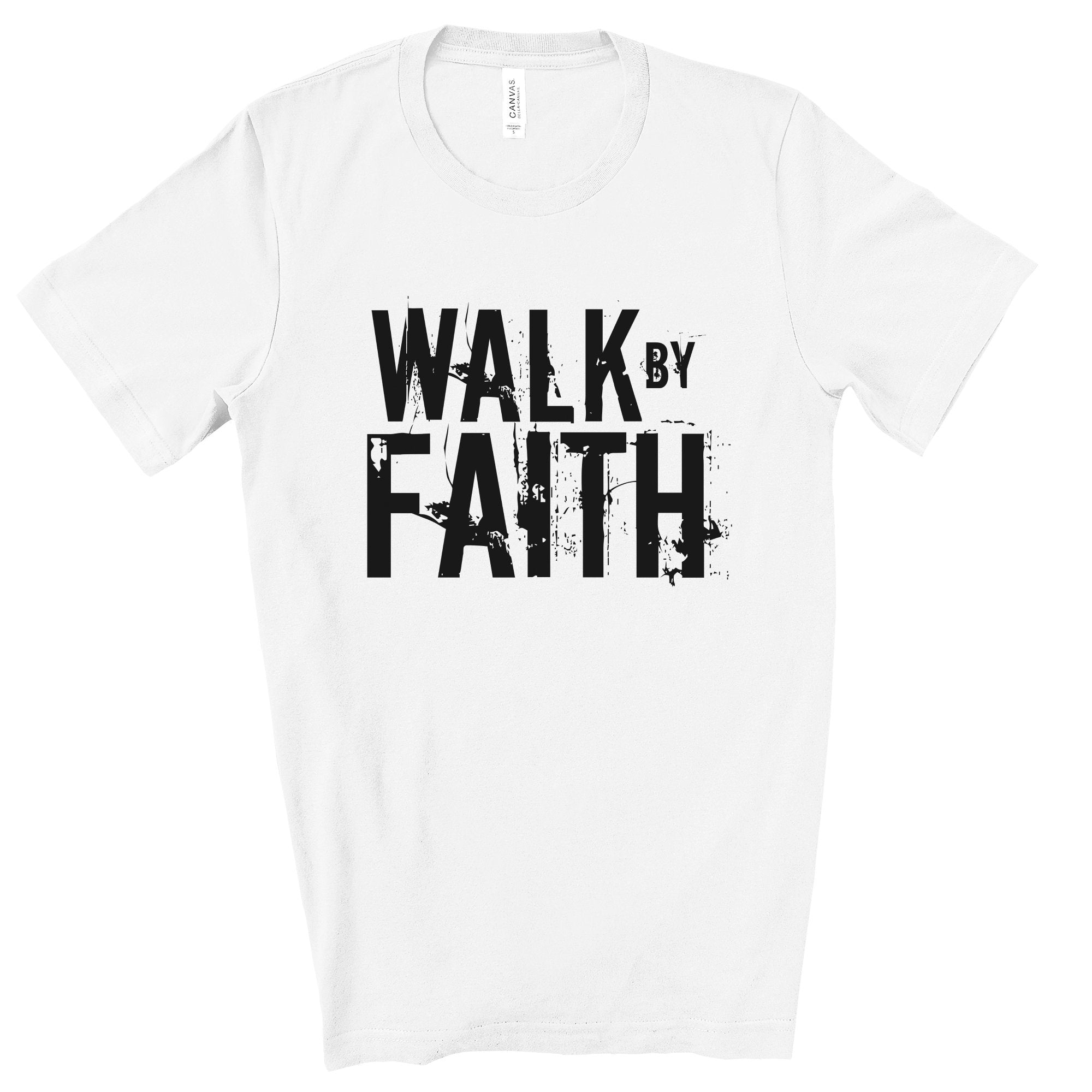 Walk By Faith Men's Jersey Short Sleeve Tee Size: XS Color: White Jesus Passion Apparel