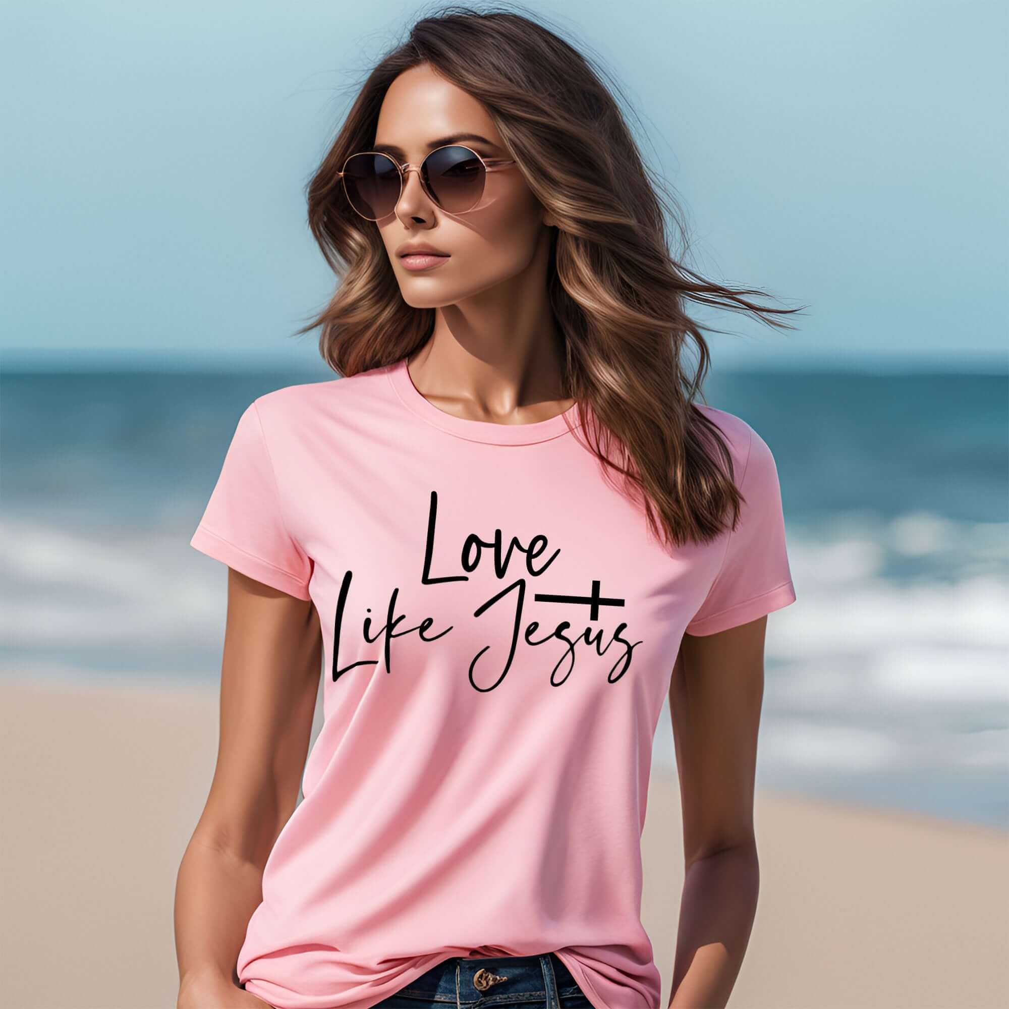 Love Like Jesus Women's Short Sleeve Tee Size: XS Color: Athletic Heather Jesus Passion Apparel