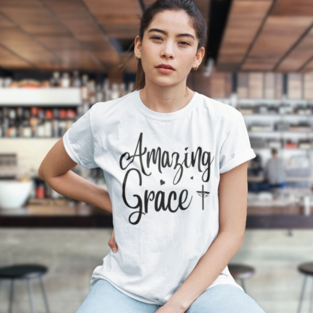 Amazing Grace Jersey Short Sleeve T-Shirt Color: Athletic Heather Size: XS Jesus Passion Apparel