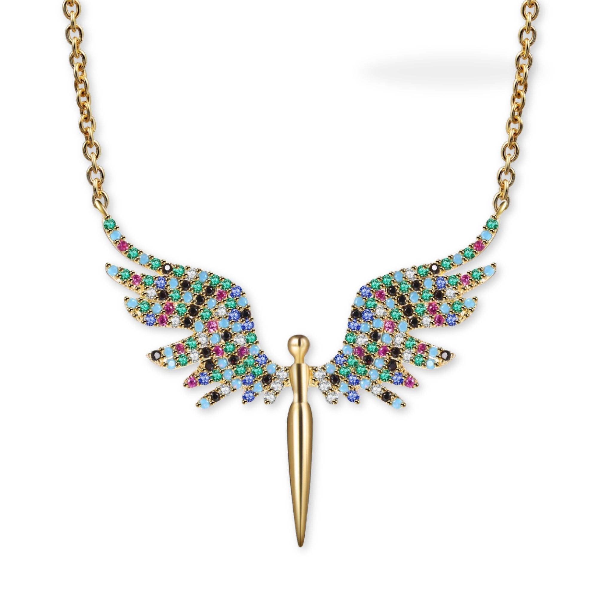 Angel Wings Pendant Necklace Color: Multicolor Jesus Passion Apparel