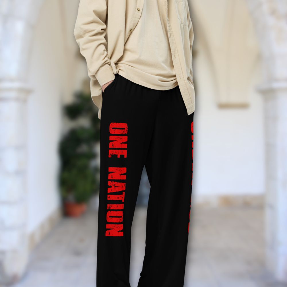 One Nation Under God Men's Wide-Leg Pants with Matching Hoodie Available Size: 2XS Jesus Passion Apparel