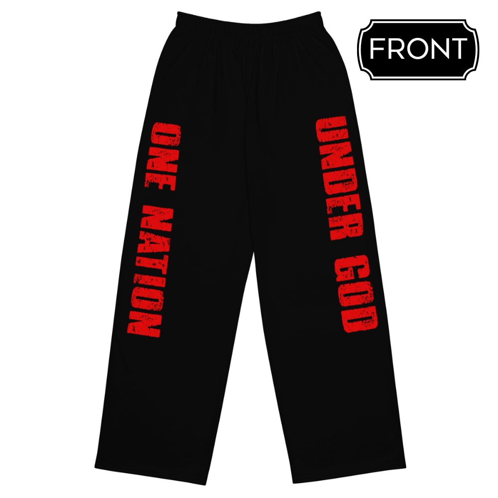 One Nation Under God Men's Wide-Leg Pants with Matching Hoodie Available Size: 2XS Jesus Passion Apparel