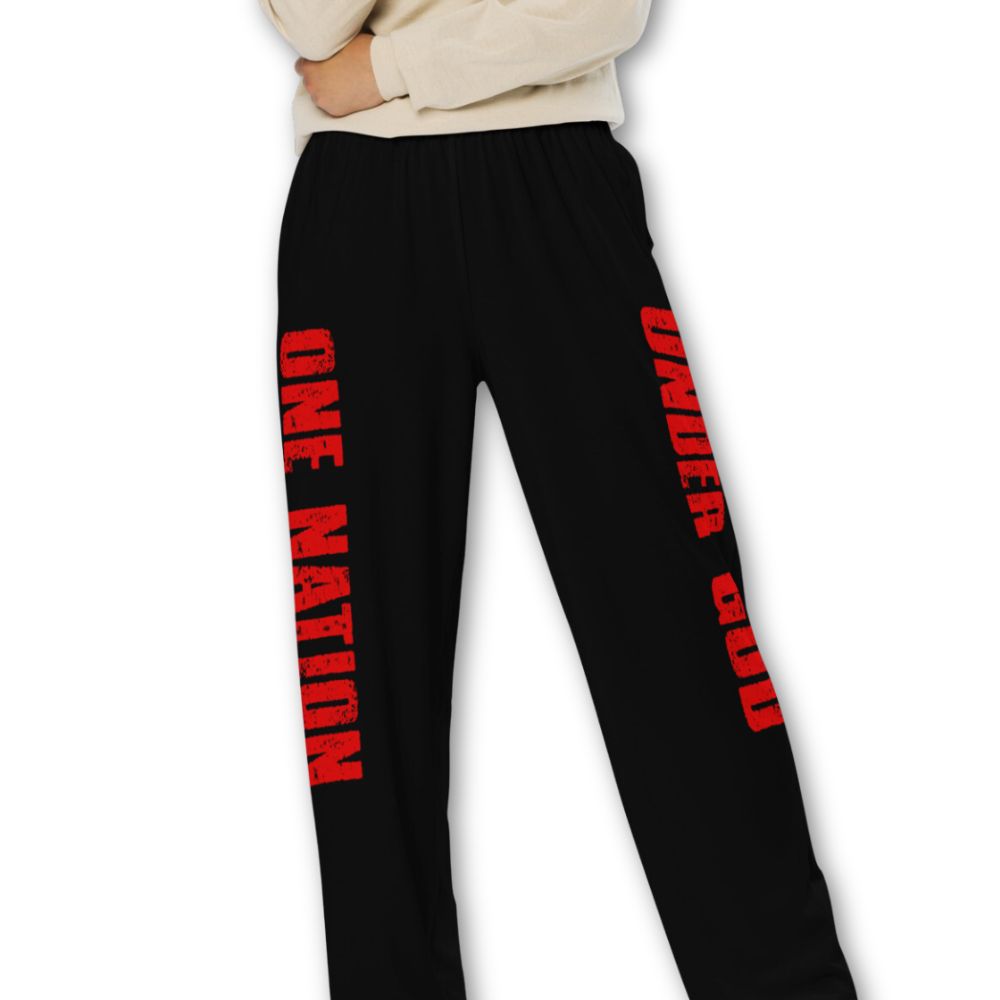 One Nation Under God Women's Wide-Leg Pants Size: 2XS Jesus Passion Apparel