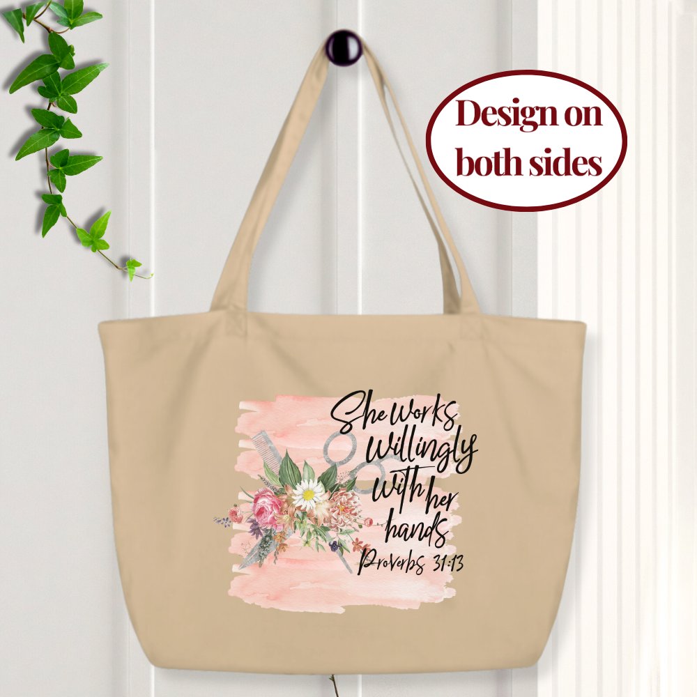 Hair Stylist - She Words Willingly Relaxed T-Shirt - Matching Tote Available Size: S Jesus Passion Apparel