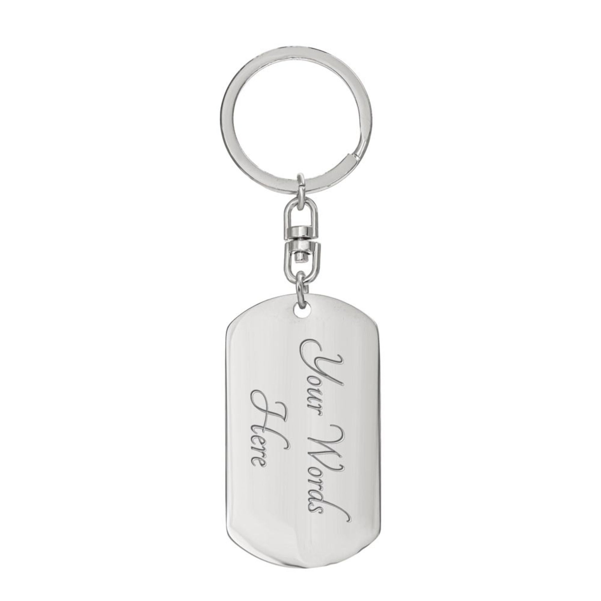 Be Strong and Courageous - Orange Dog Tag with Swivel Keychain Engraving: No Jesus Passion Apparel