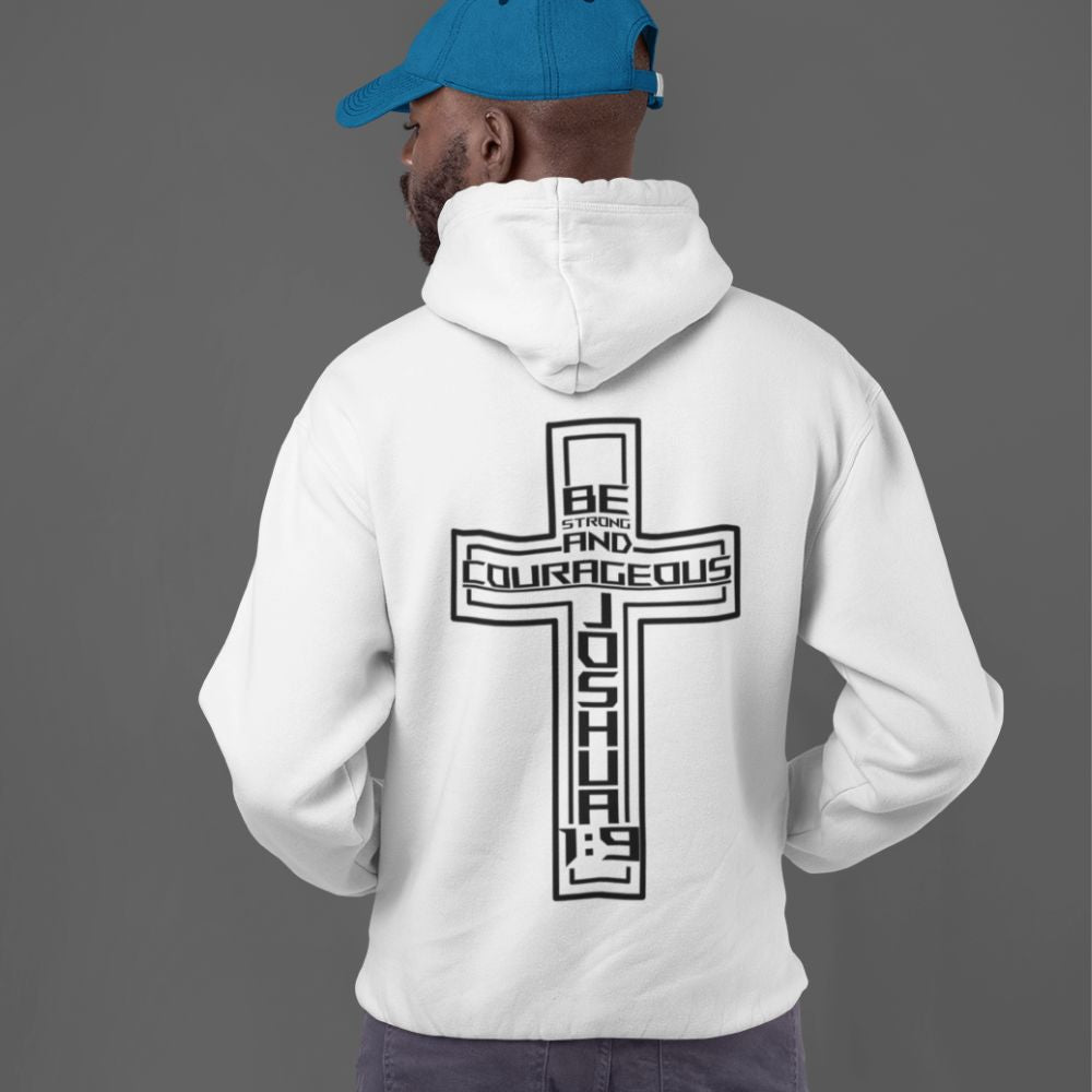 Be Strong and Courageous Men's Heavy Blend™ Hoodie Color: White Size: S Jesus Passion Apparel