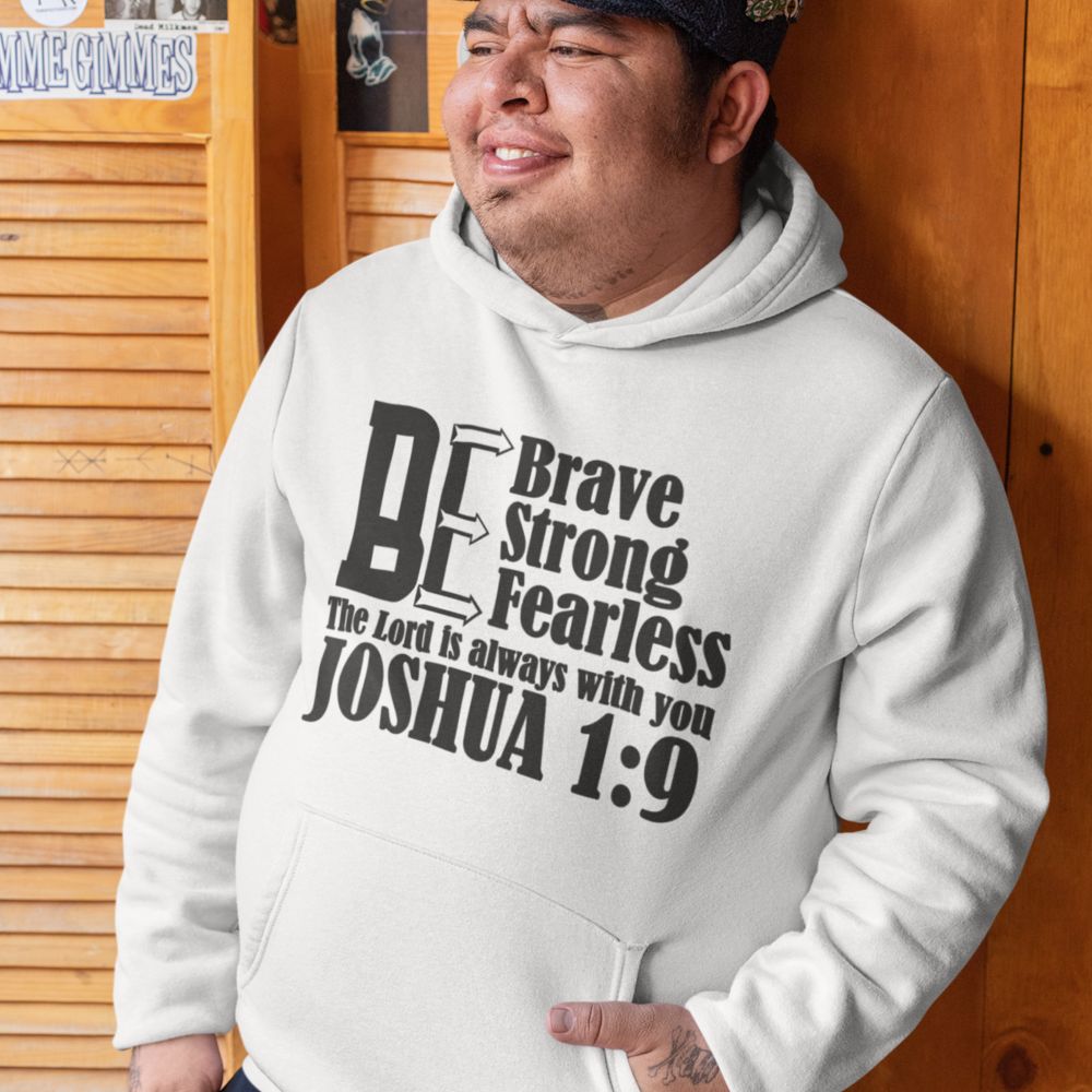 Brave Strong and Fearless Men's Heavy Blend™ Hoodie Color: White Size: S Jesus Passion Apparel