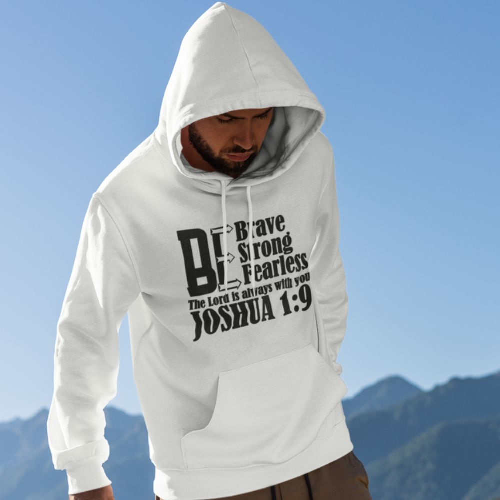 Brave Strong and Fearless Men's Heavy Blend™ Hoodie Color: White Size: S Jesus Passion Apparel