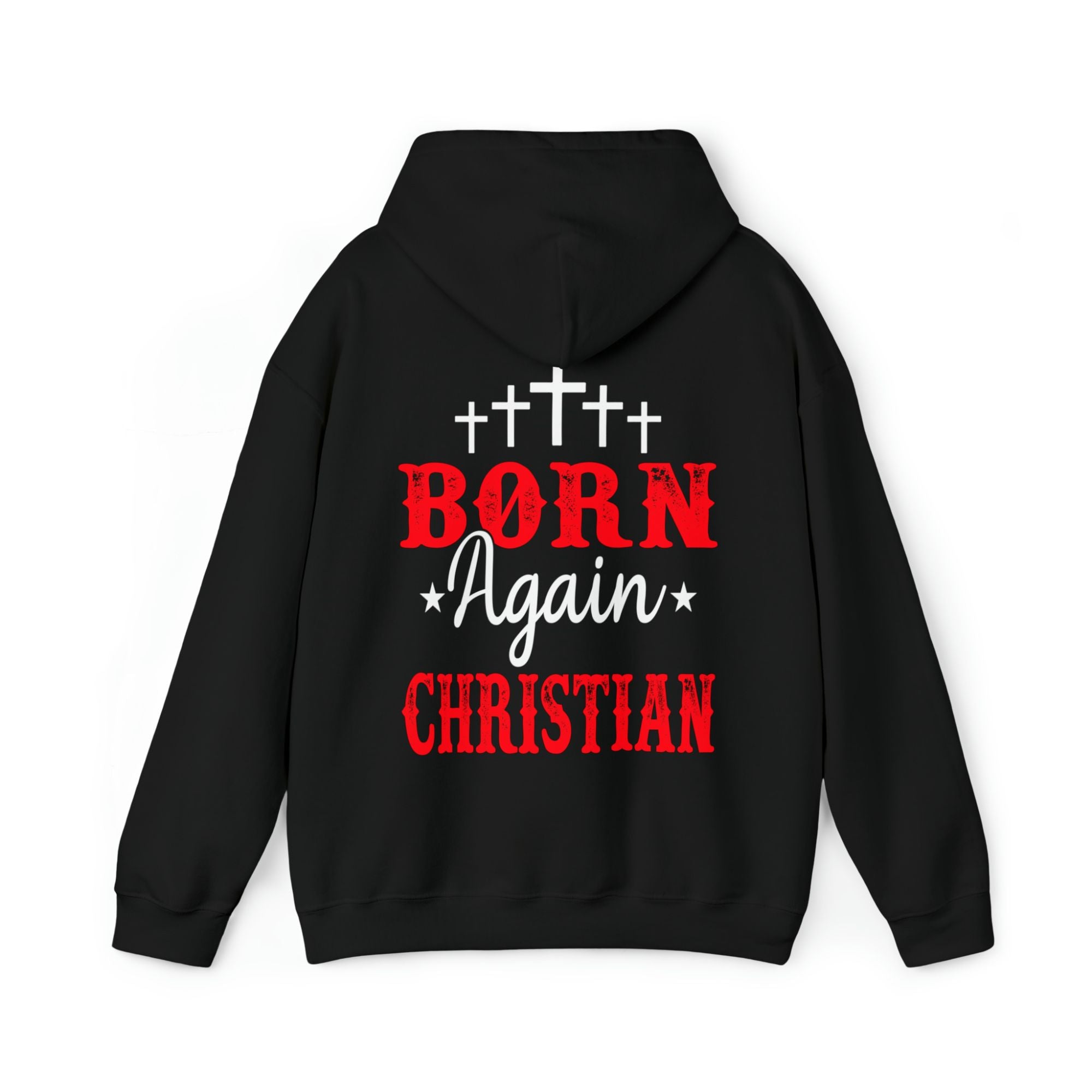 Christian Born Again Men's Heavy Blend™ Hoodie Color: Black Size: S Jesus Passion Apparel