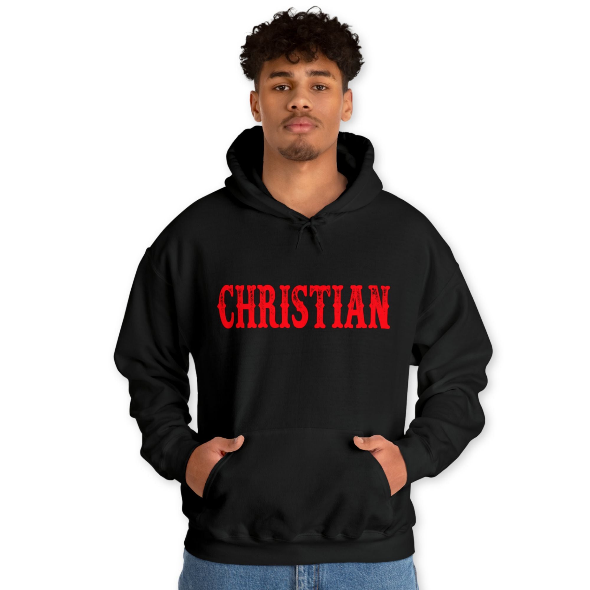 Christian Born Again Men's Heavy Blend™ Hoodie Color: Black Size: S Jesus Passion Apparel