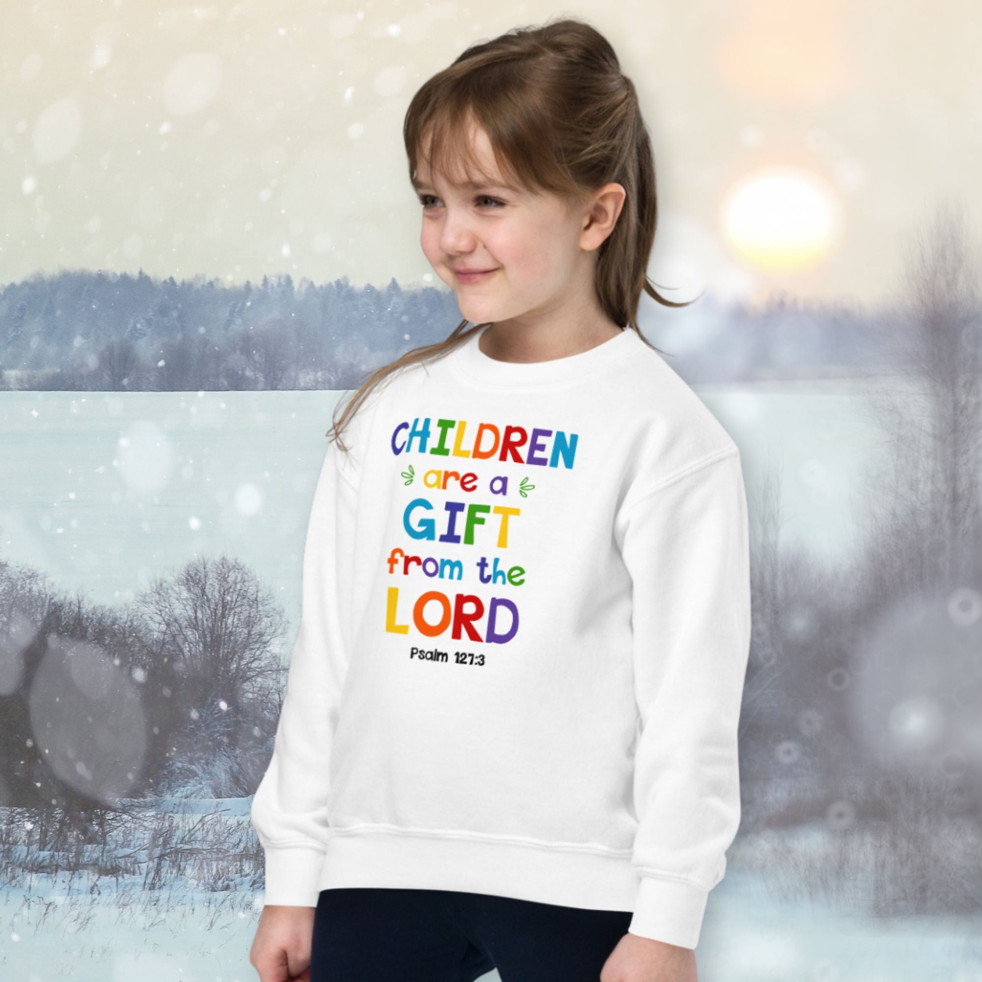 Children are a Gift Youth Crewneck Sweatshirt Color: White Size: XS Jesus Passion Apparel