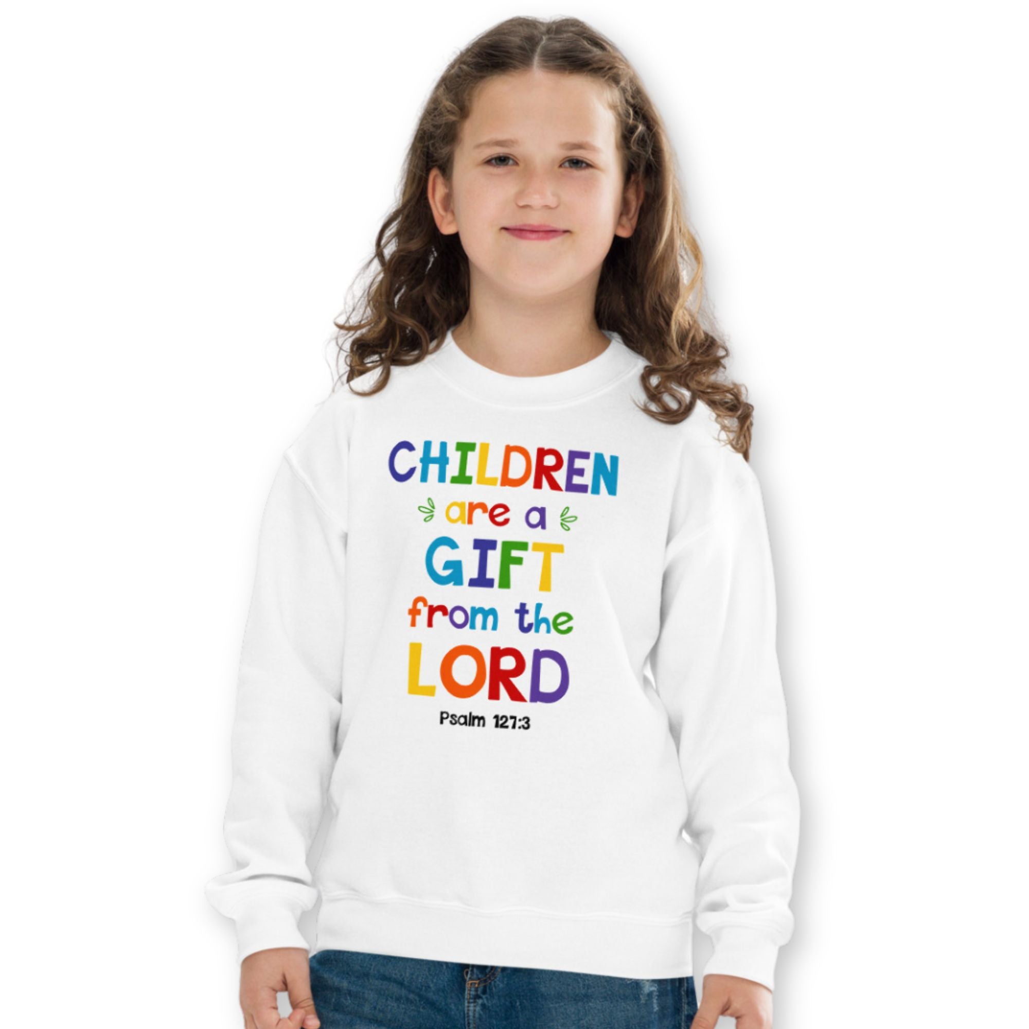 Children are a Gift Youth Crewneck Sweatshirt Color: White Size: XS Jesus Passion Apparel