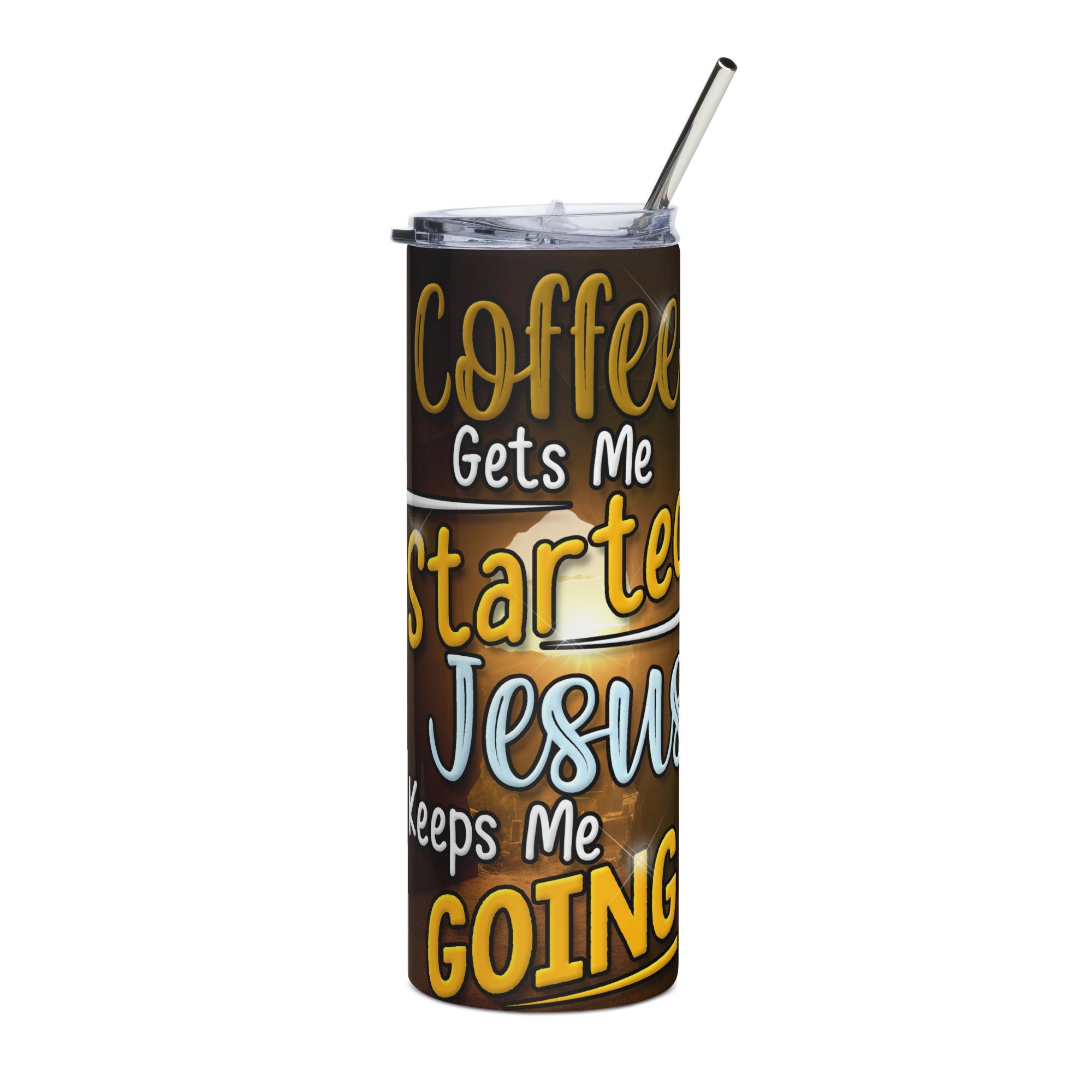 Coffee and Jesus Tumbler 20 oz - Stainless Steel Straw - Jesus Passion Apparel